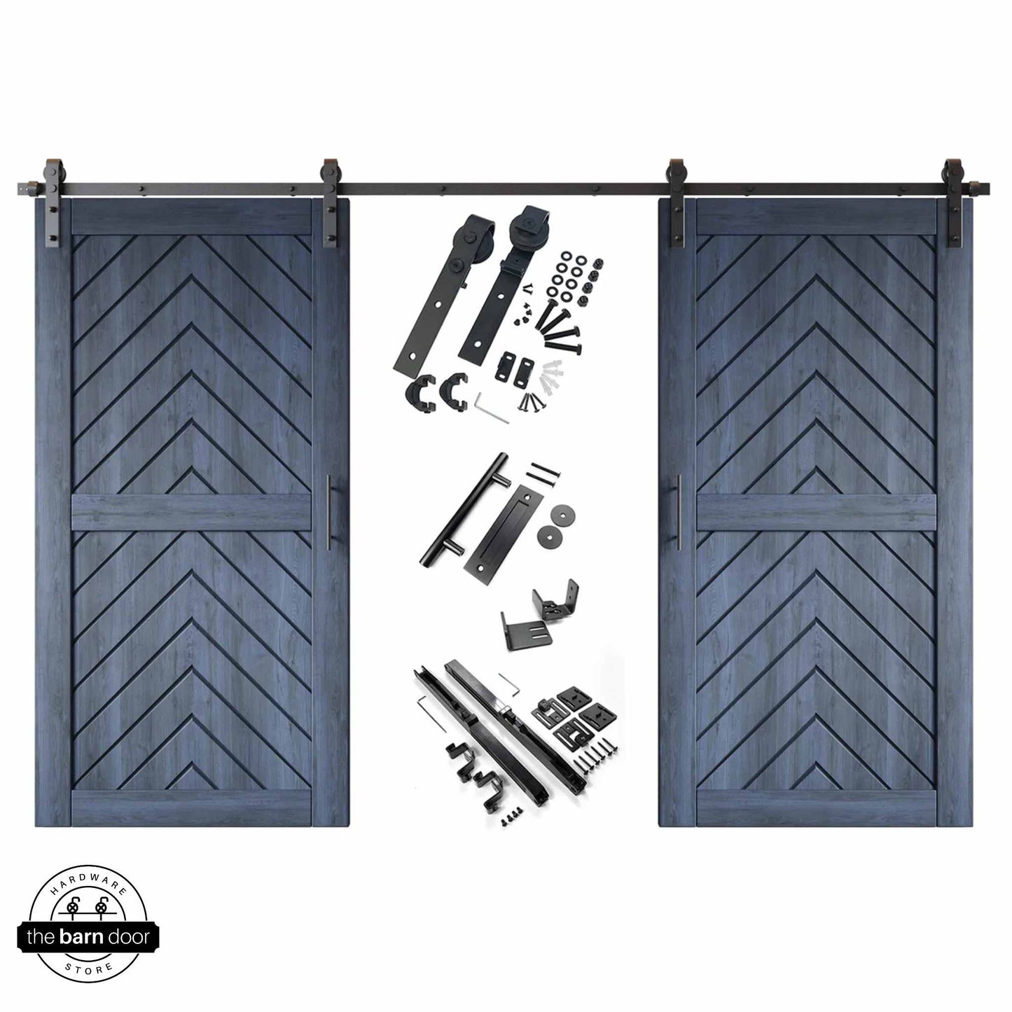 Navy Fishbone Double Barn Door Kit