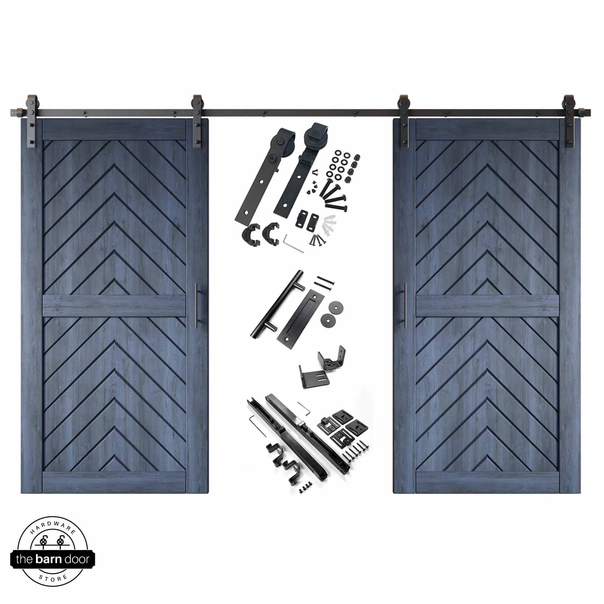 Navy Fishbone Double Barn Door Kit