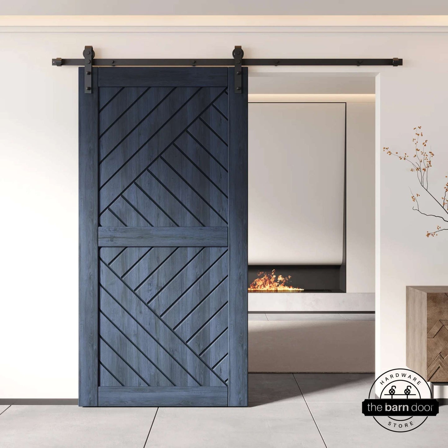 Navy Patterned Barn Door