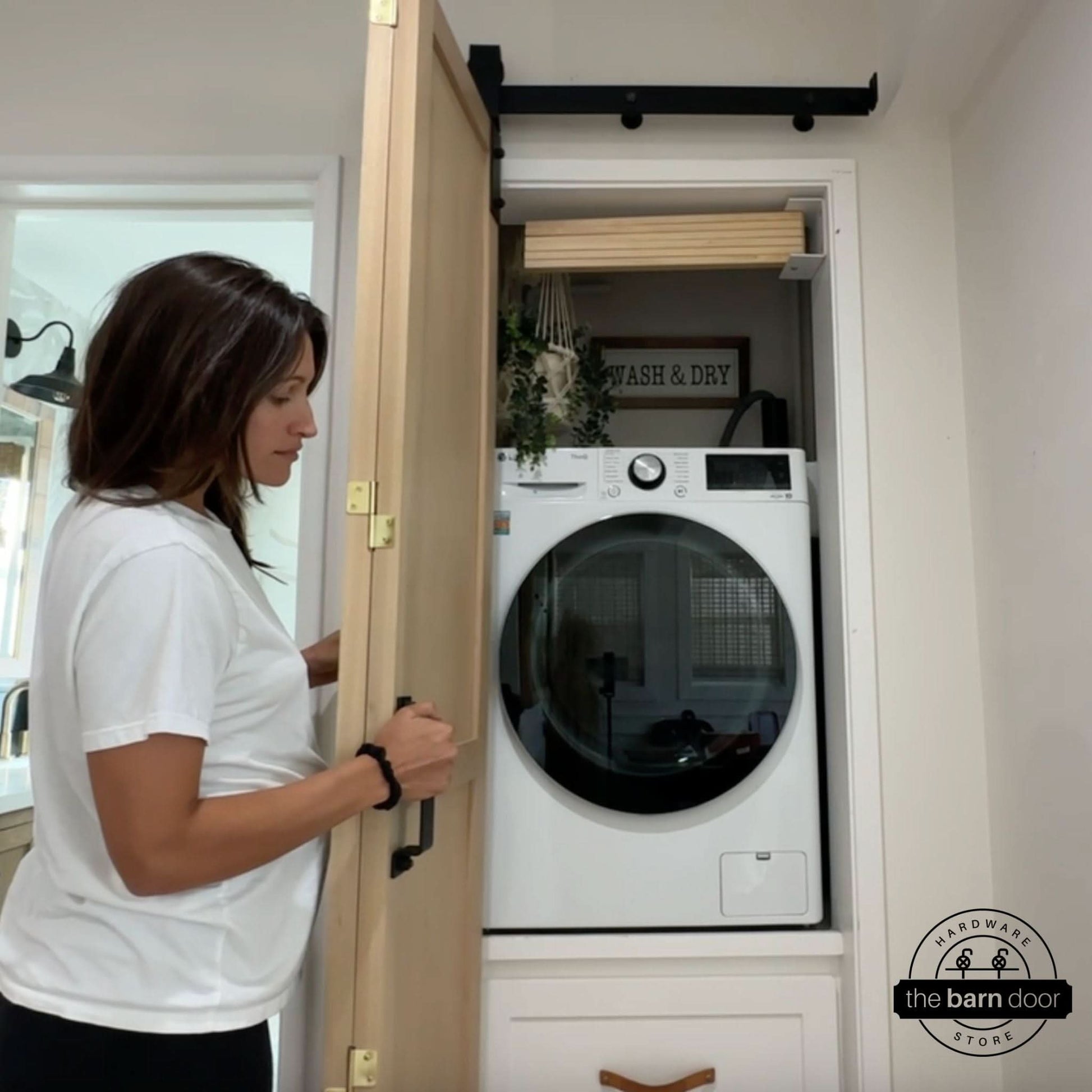 Bifold Barn Door Washer and Dryer Closet