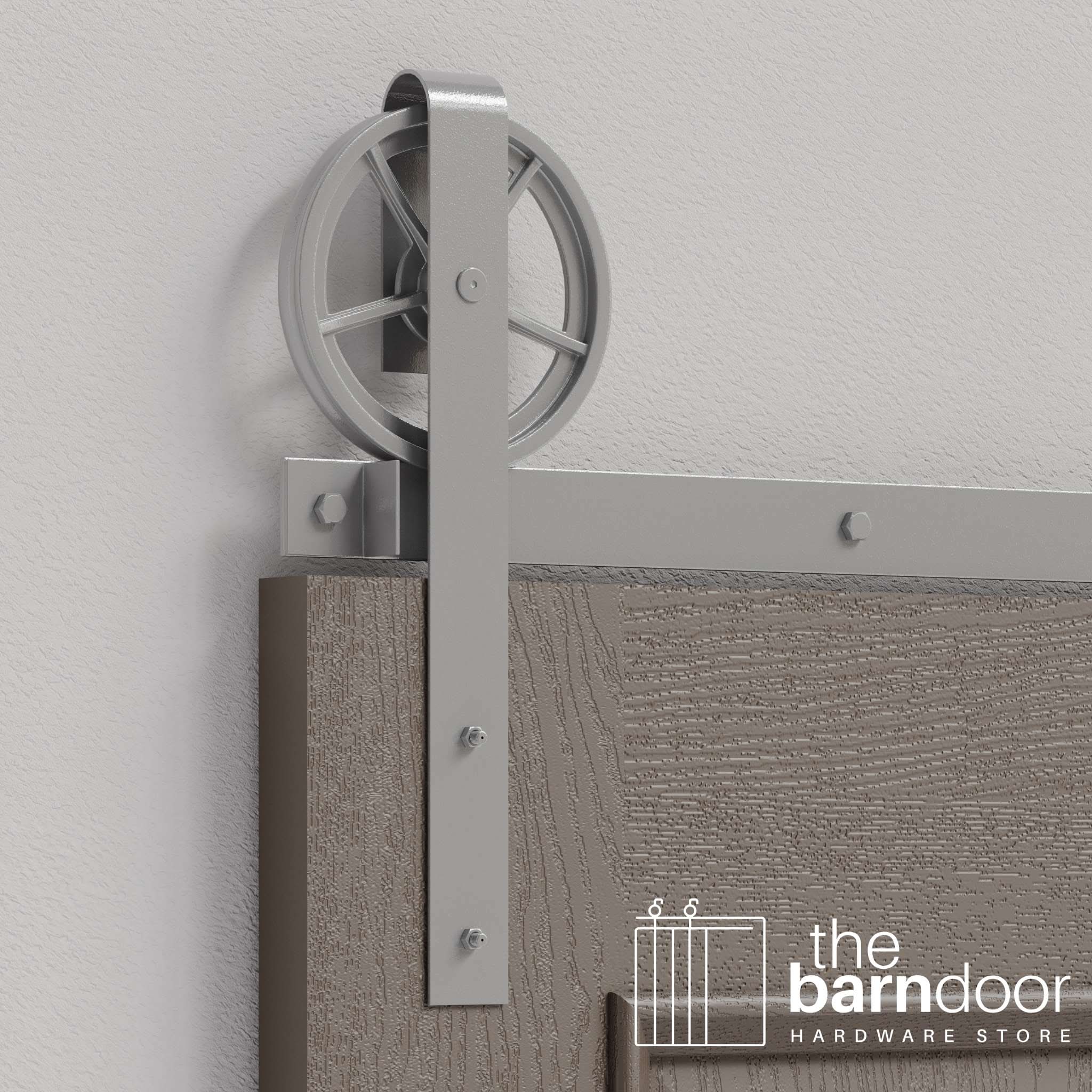 PC Chrome Wagon Wheel Heavy Duty Single Track Barn Door Hardware
