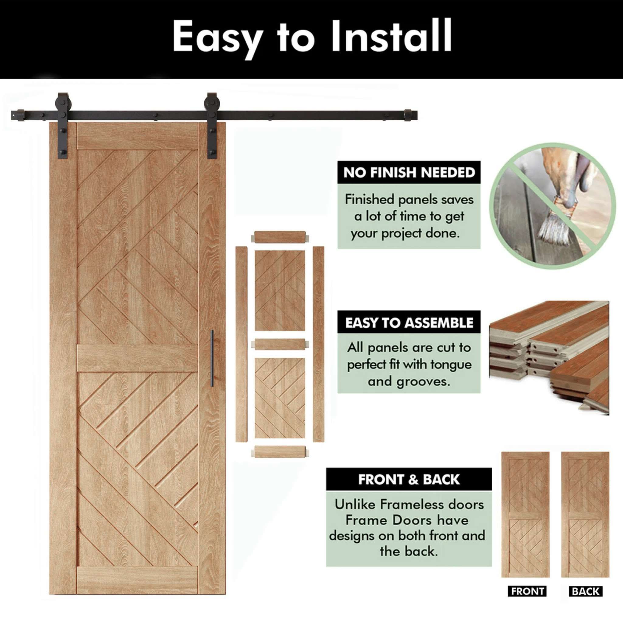 Patterned Barn Door Easy to Install