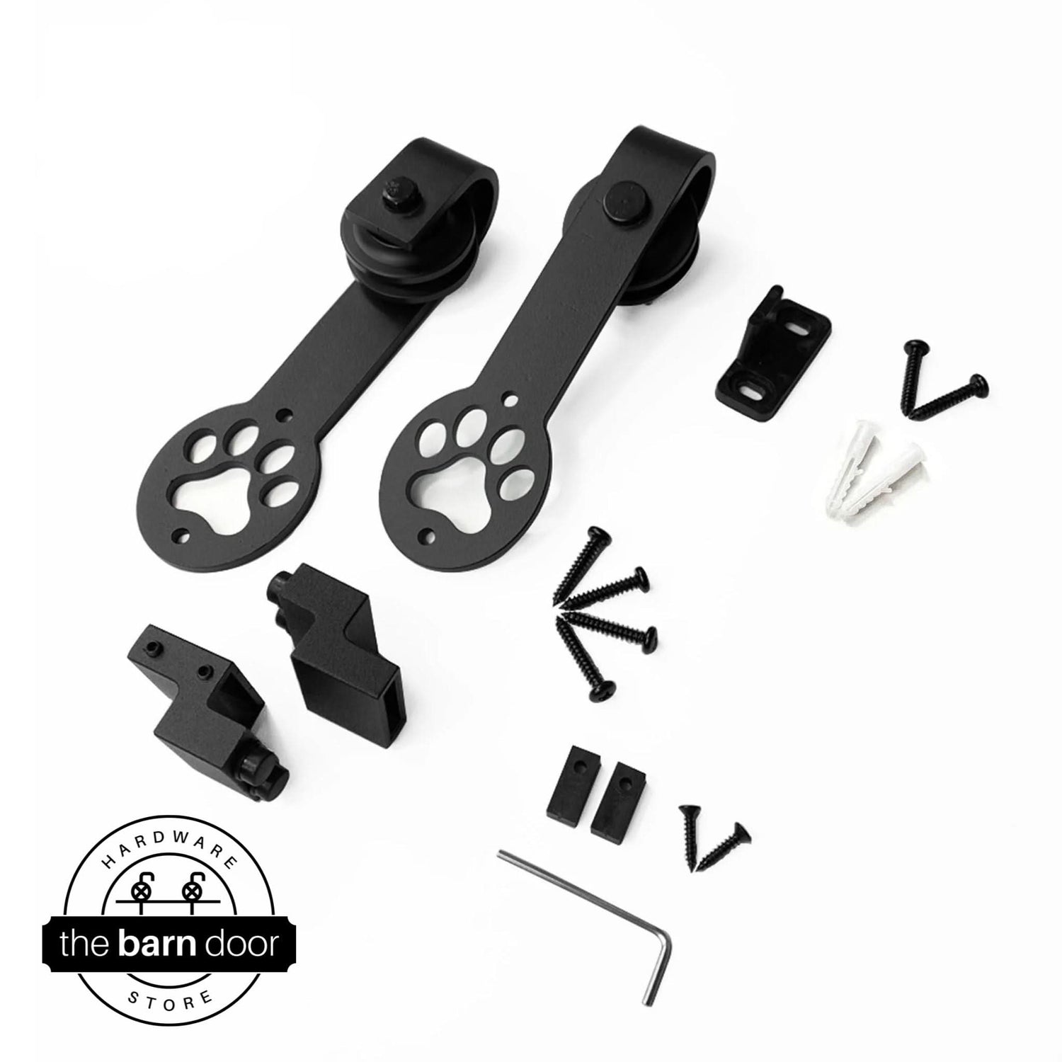 Black Puppy Paw Mini Cabinet Barn Door Rollers