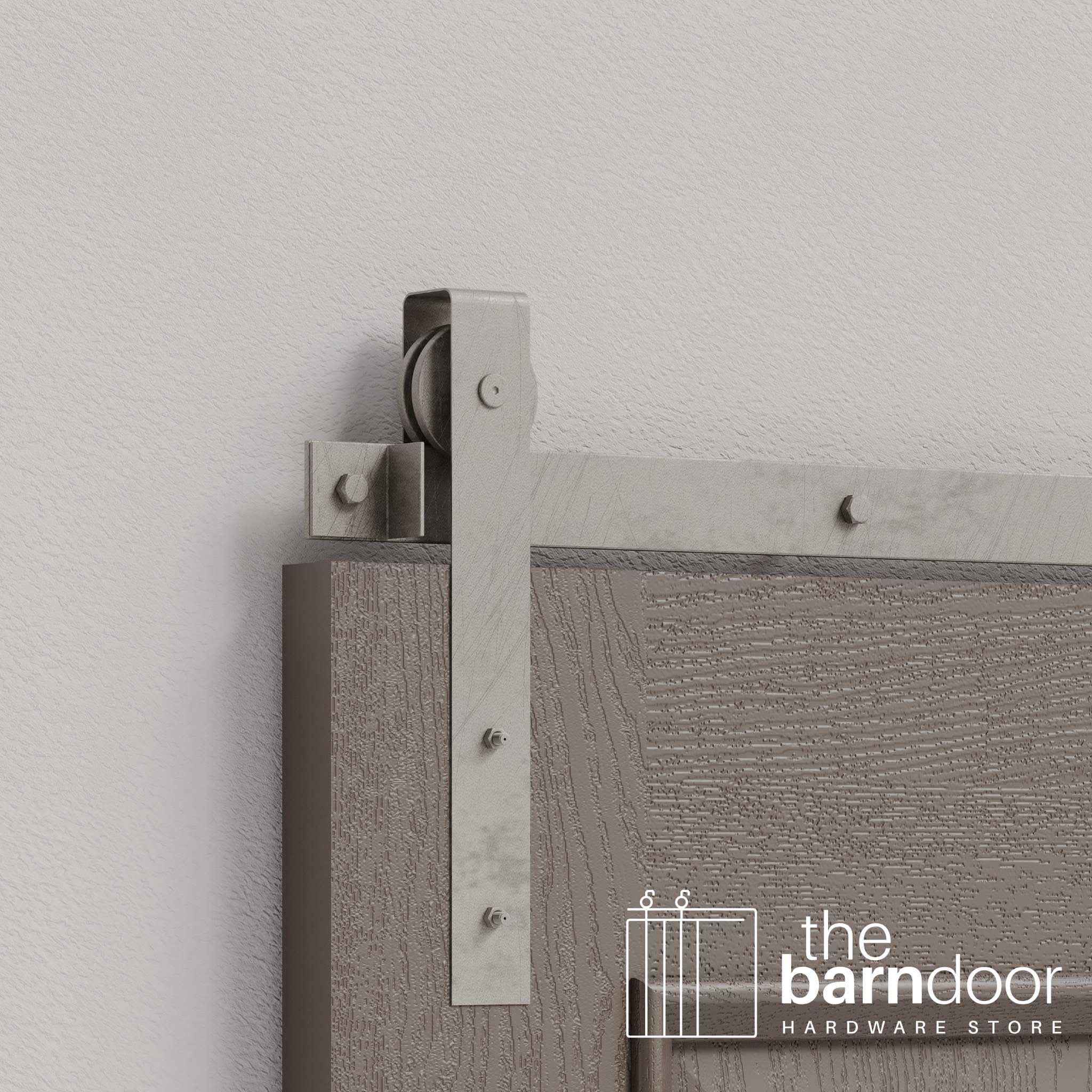 Raw Steel Flat Top Strap Heavy Duty Single Track Barn Door Hardware