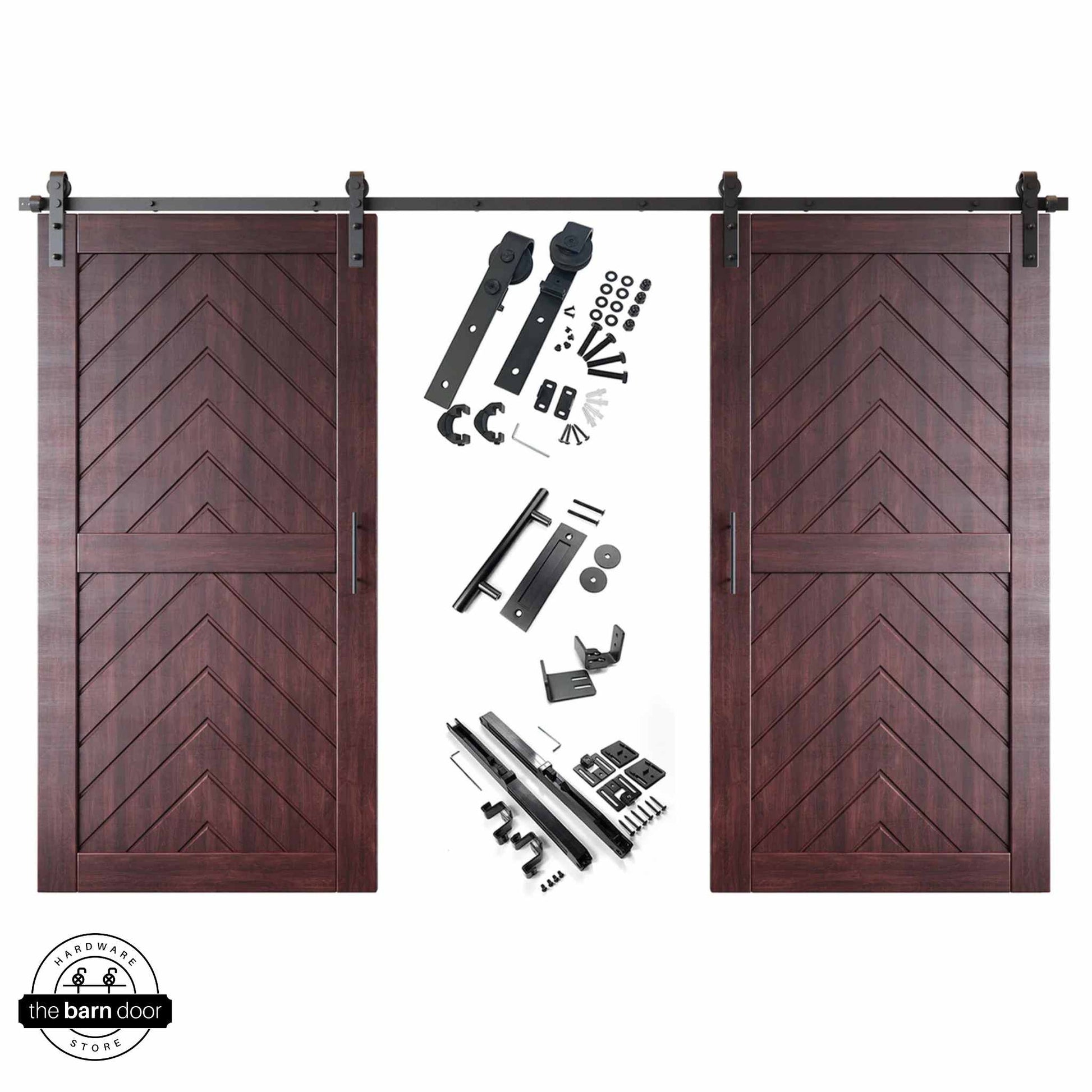 Red Mahogany Fishbone Double Barn Door Kit