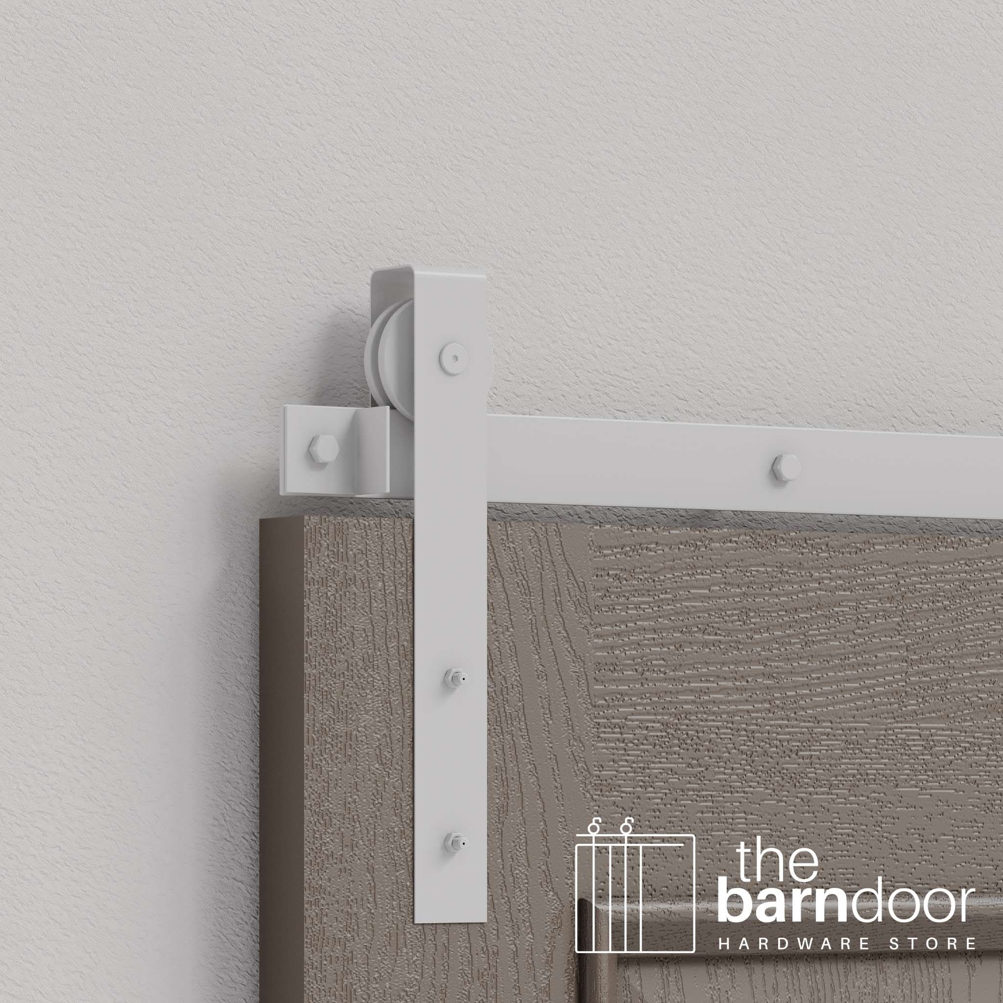Rocket White Flat Top Strap Heavy Duty Single Track Barn Door Hardware