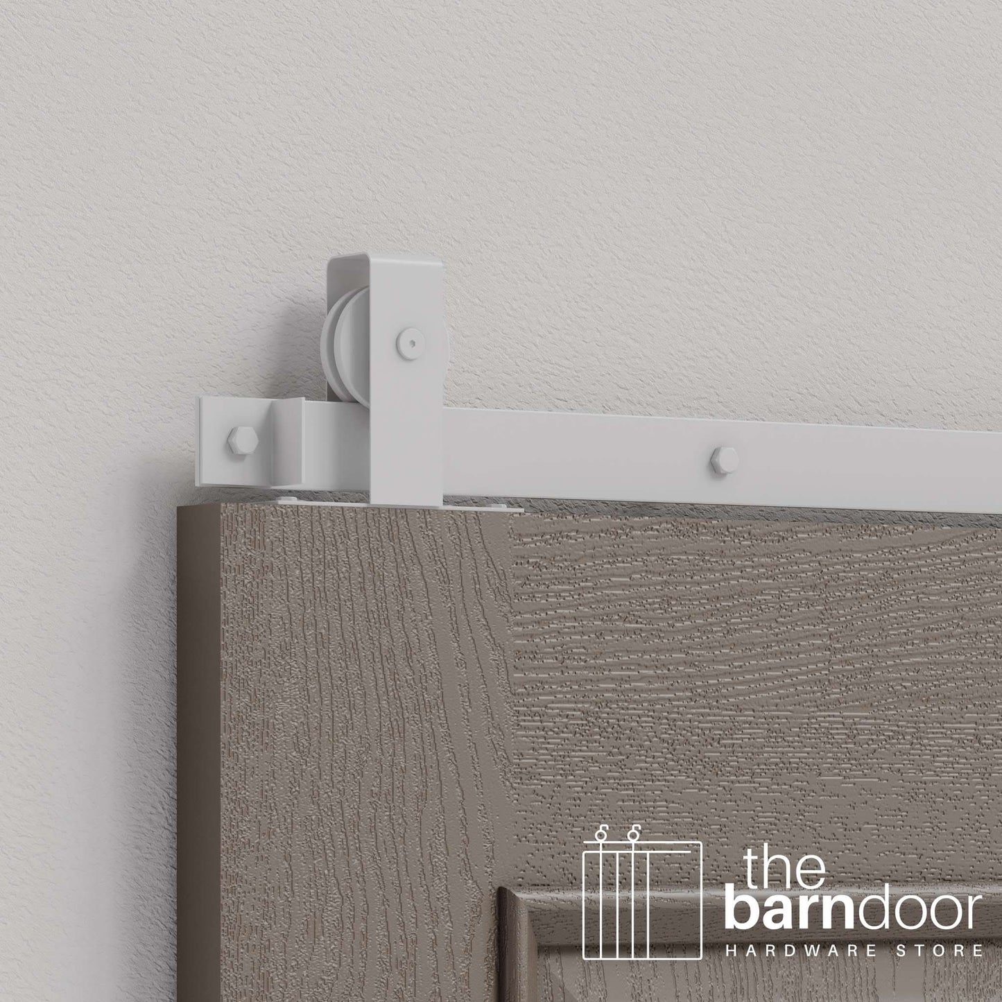 Rocket White Flat Top Top Mount Heavy Duty Single Track Barn Door Hardware