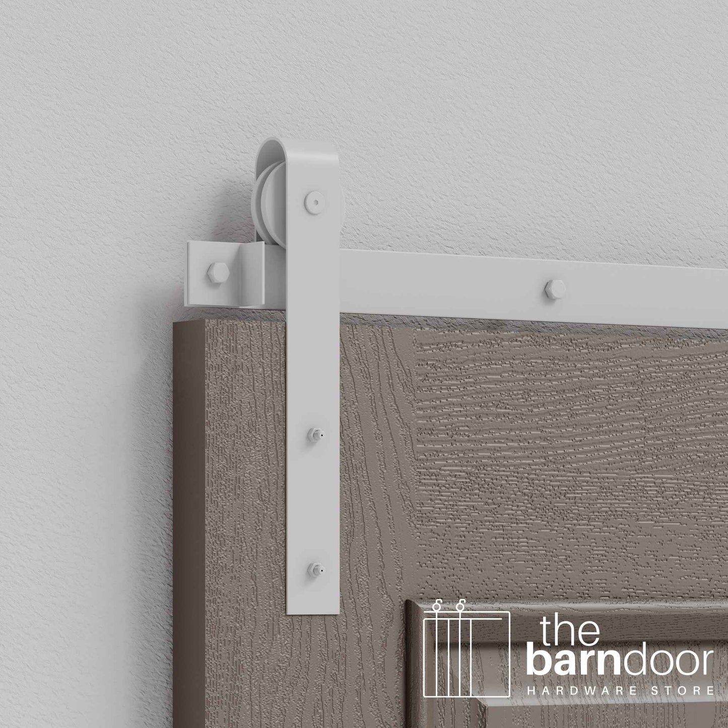 Rocket White J Strap Heavy Duty Single Track Barn Door Hardware