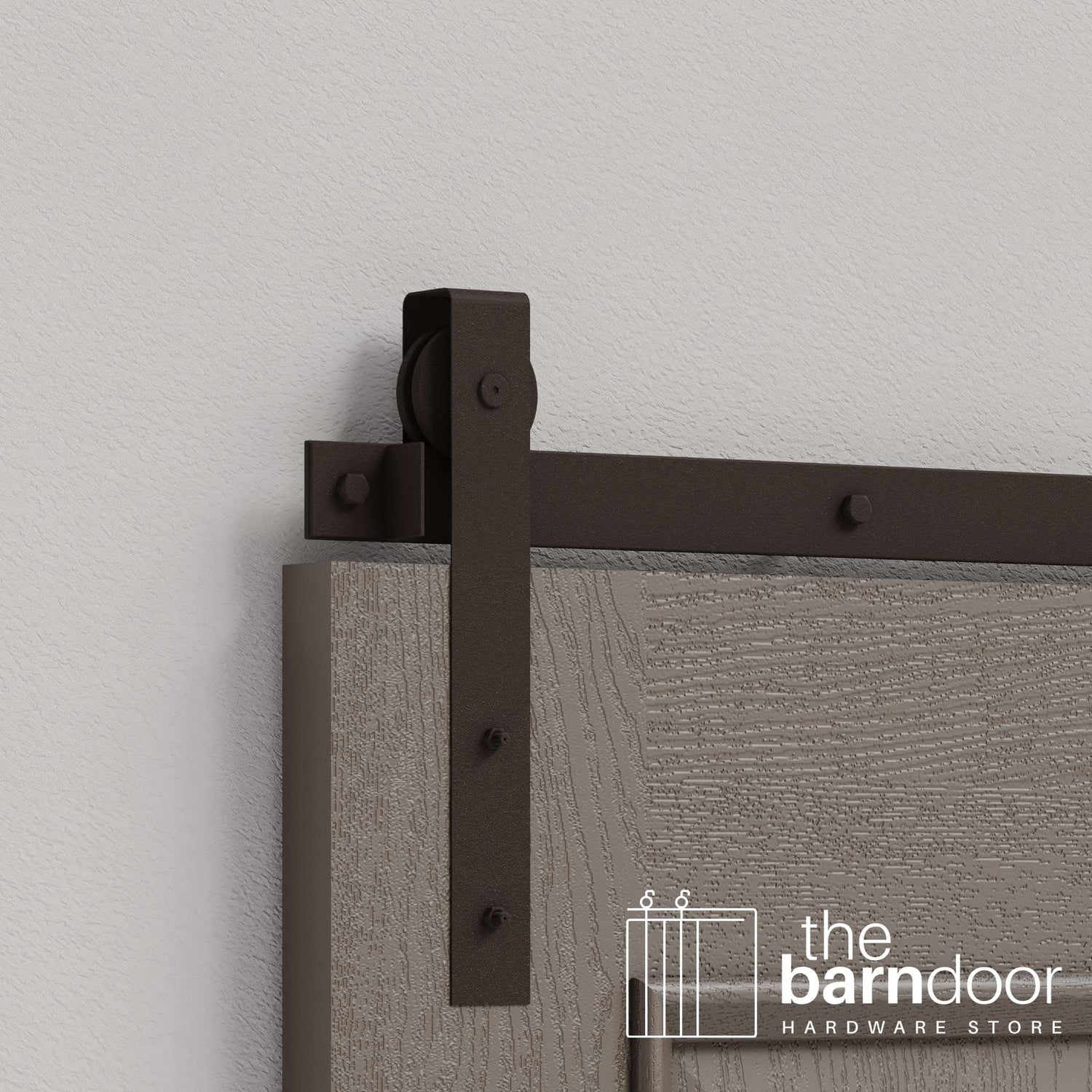 Rustic Brown Flat Top Strap Heavy Duty Single Track Barn Door Hardware
