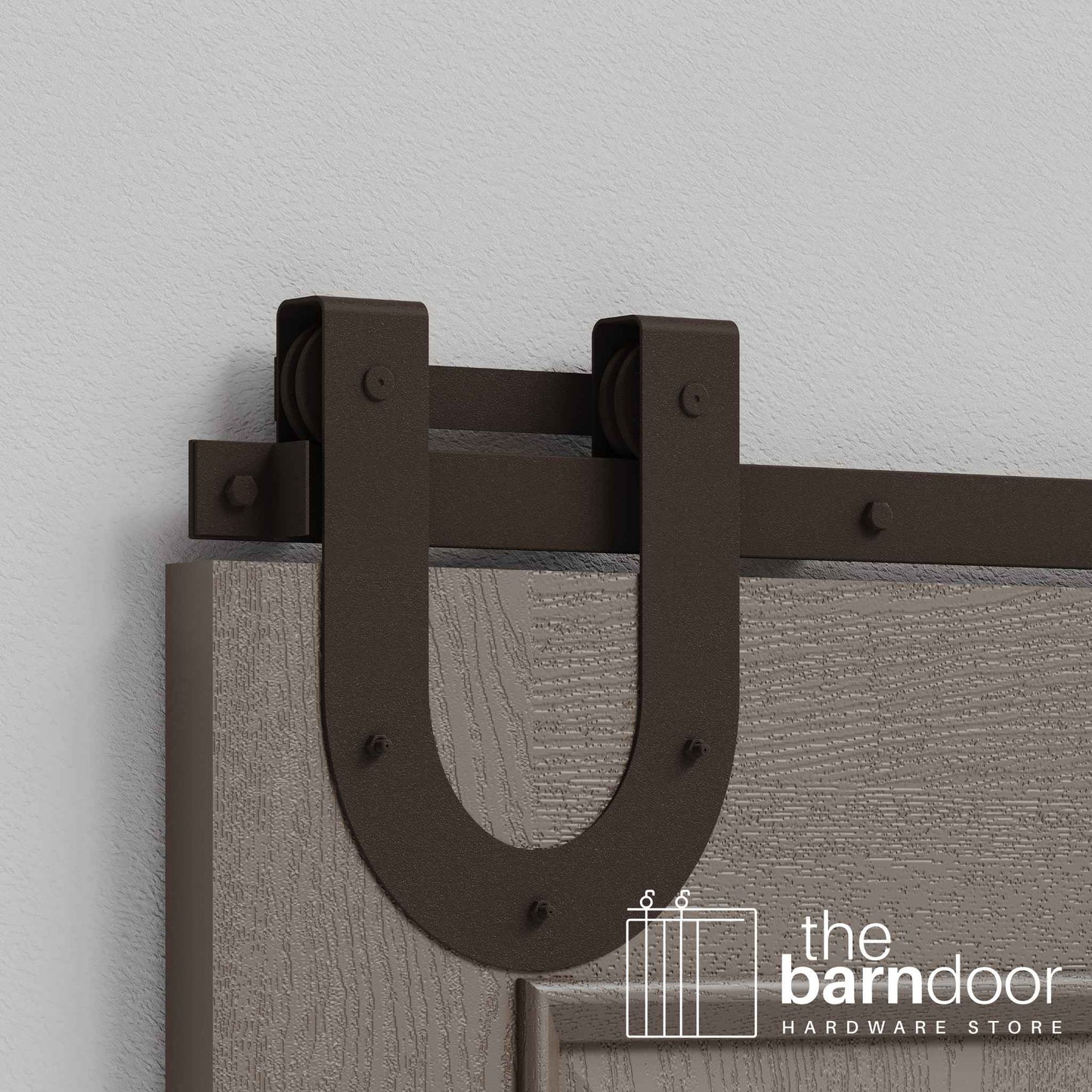 Rustic Brown Horseshoe Heavy Duty Single Track Barn Door Hardware