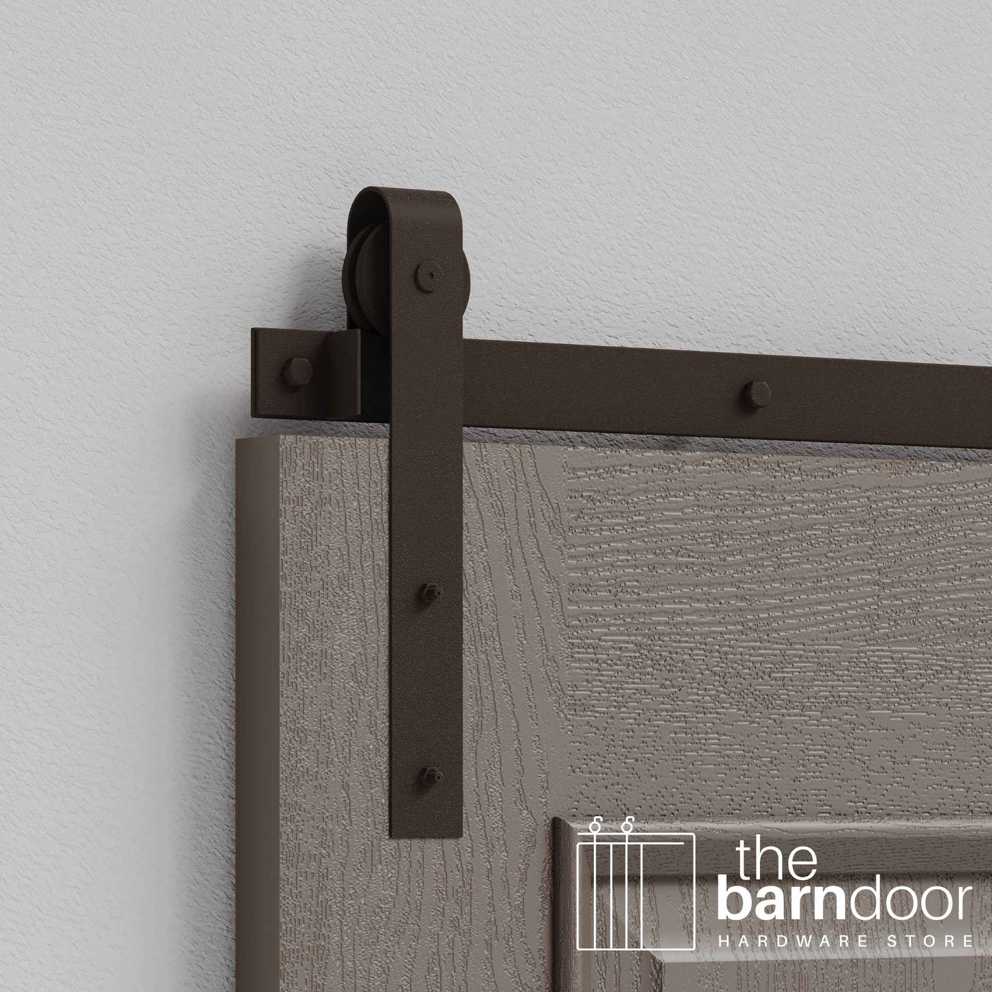 Rustic Brown J Strap Heavy Duty Single Track Barn Door Hardware
