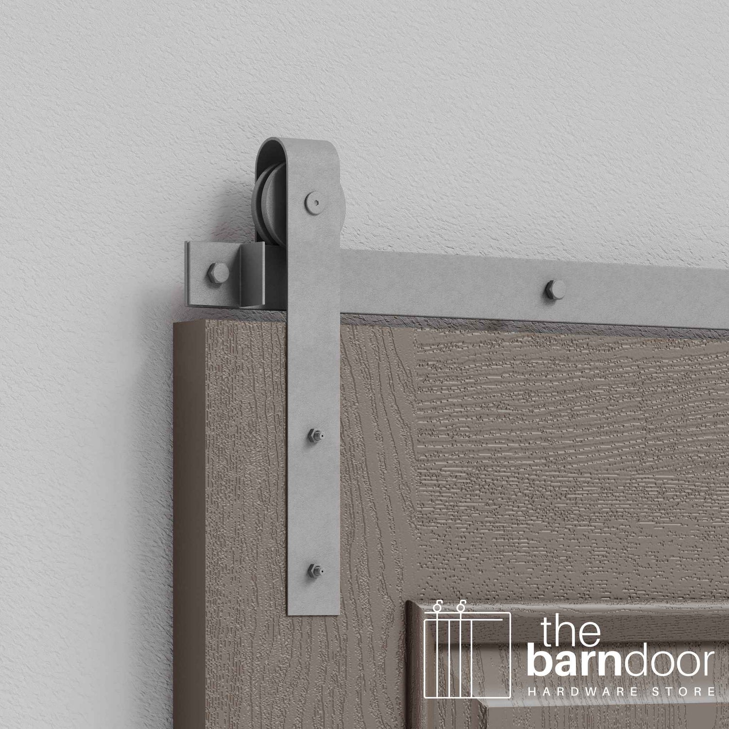 Silver Metallic J Strap Heavy Duty Single Track Barn Door Hardware