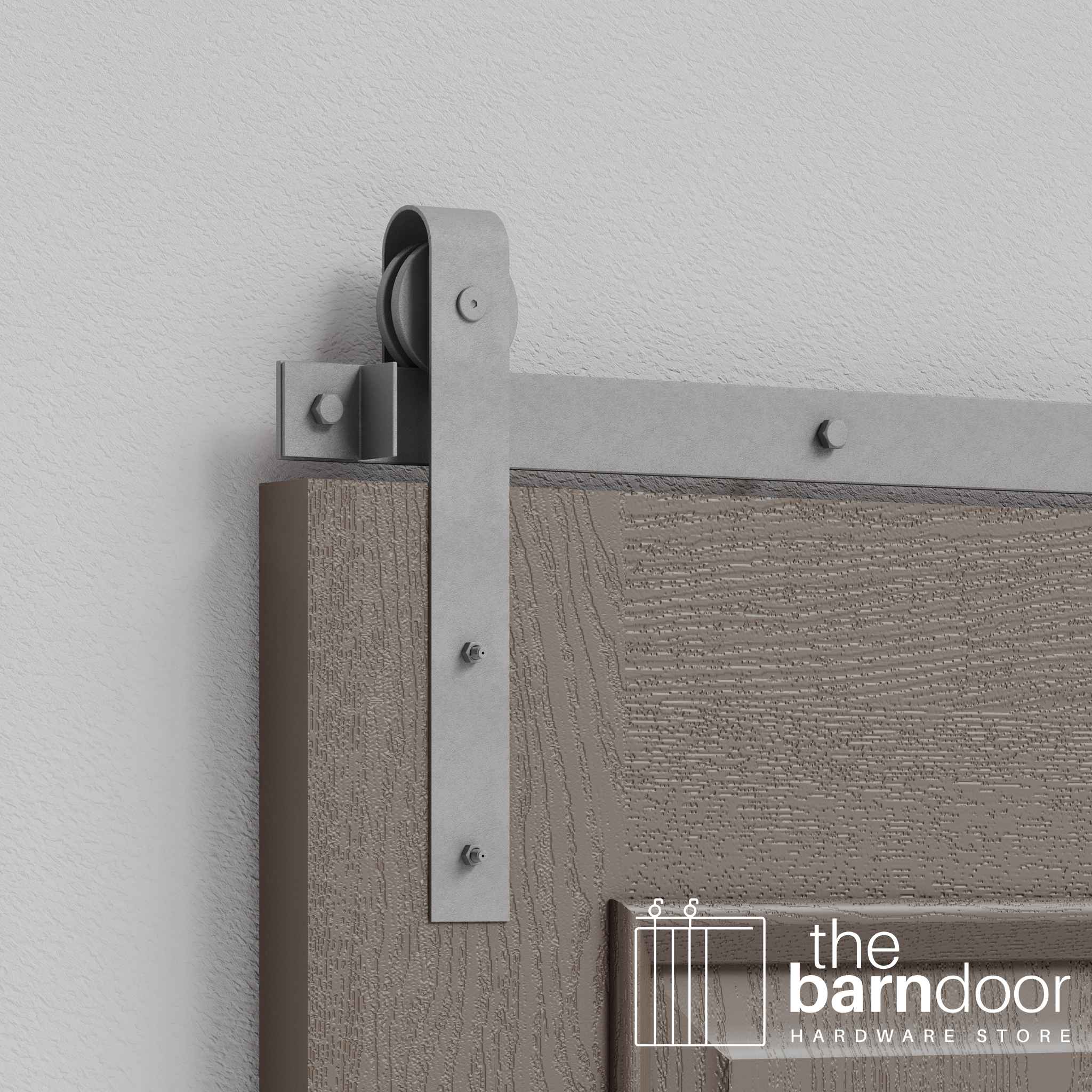 Silver Metallic J Strap Heavy Duty Single Track Barn Door Hardware