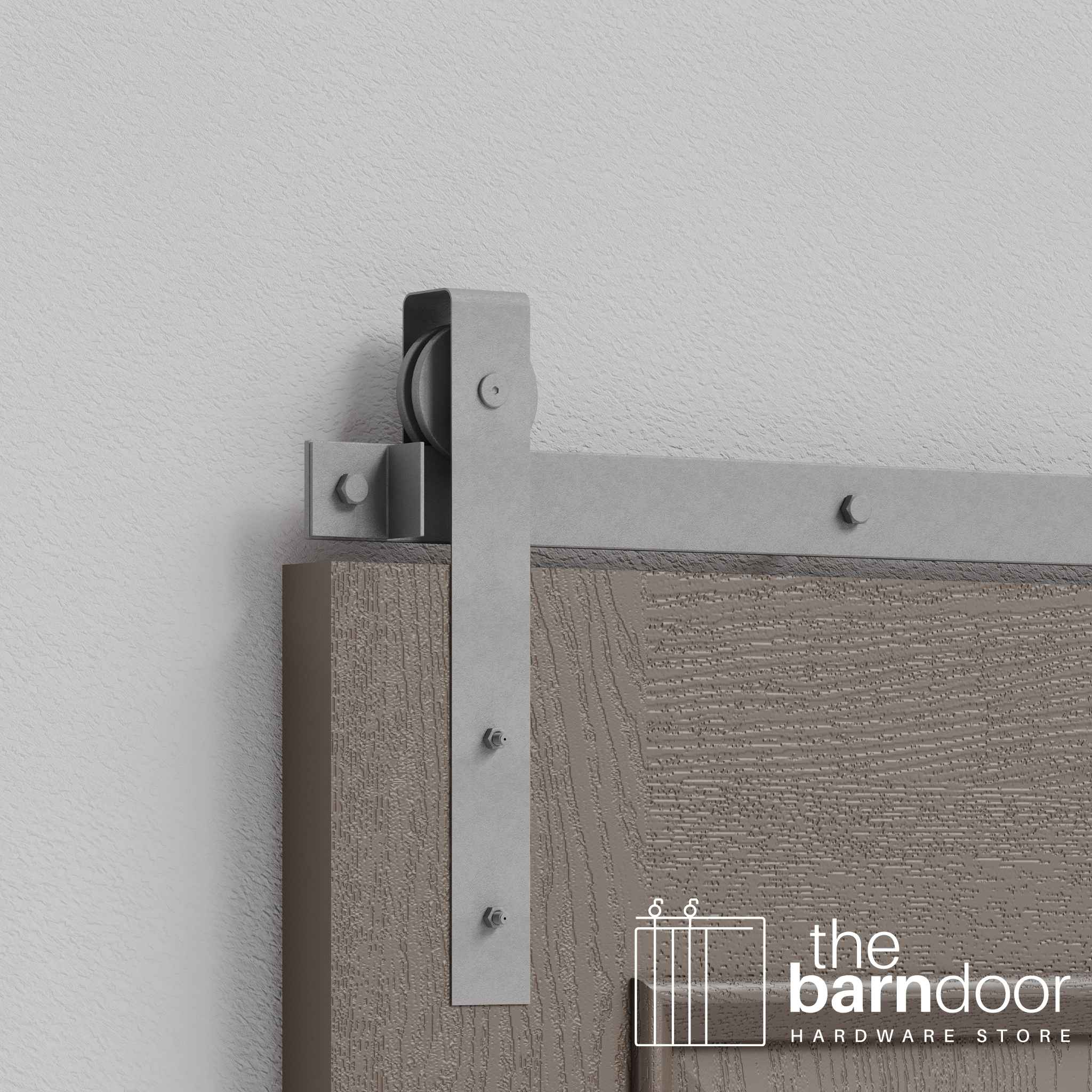 Silver Metallic Flat Top Strap Heavy Duty Single Track Barn Door Hardware