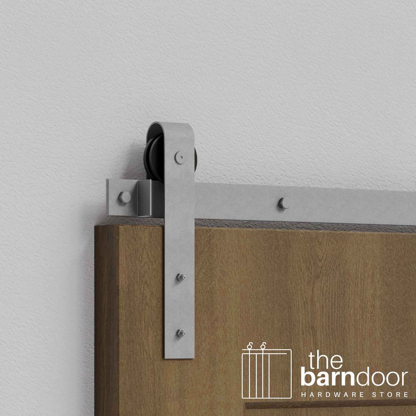 Silver Metallic J Strap Single Track Barn Door Hardware