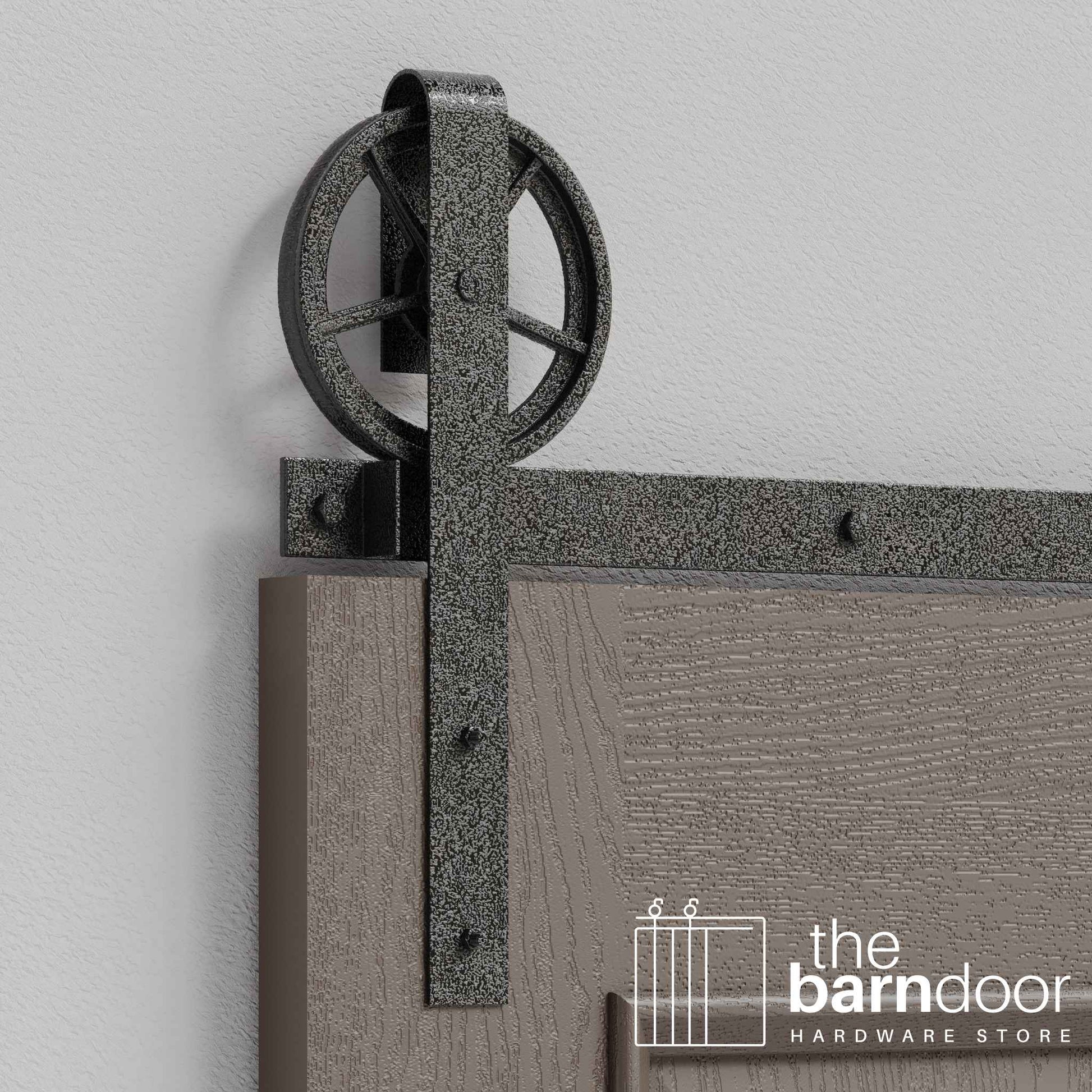 Silver Vein Wagon Wheel Heavy Duty Single Track Barn Door Hardware