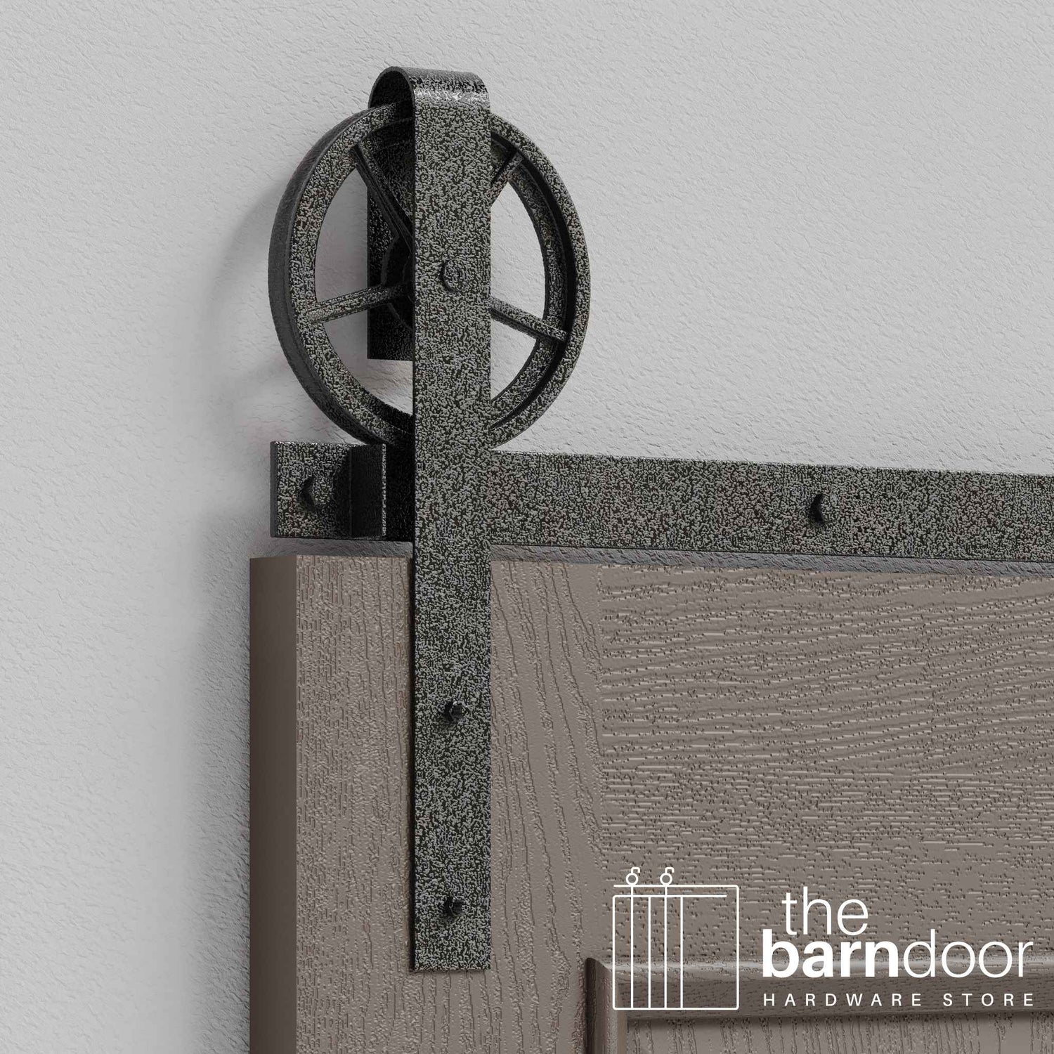 Silver Vein Wagon Wheel Heavy Duty Single Track Barn Door Hardware