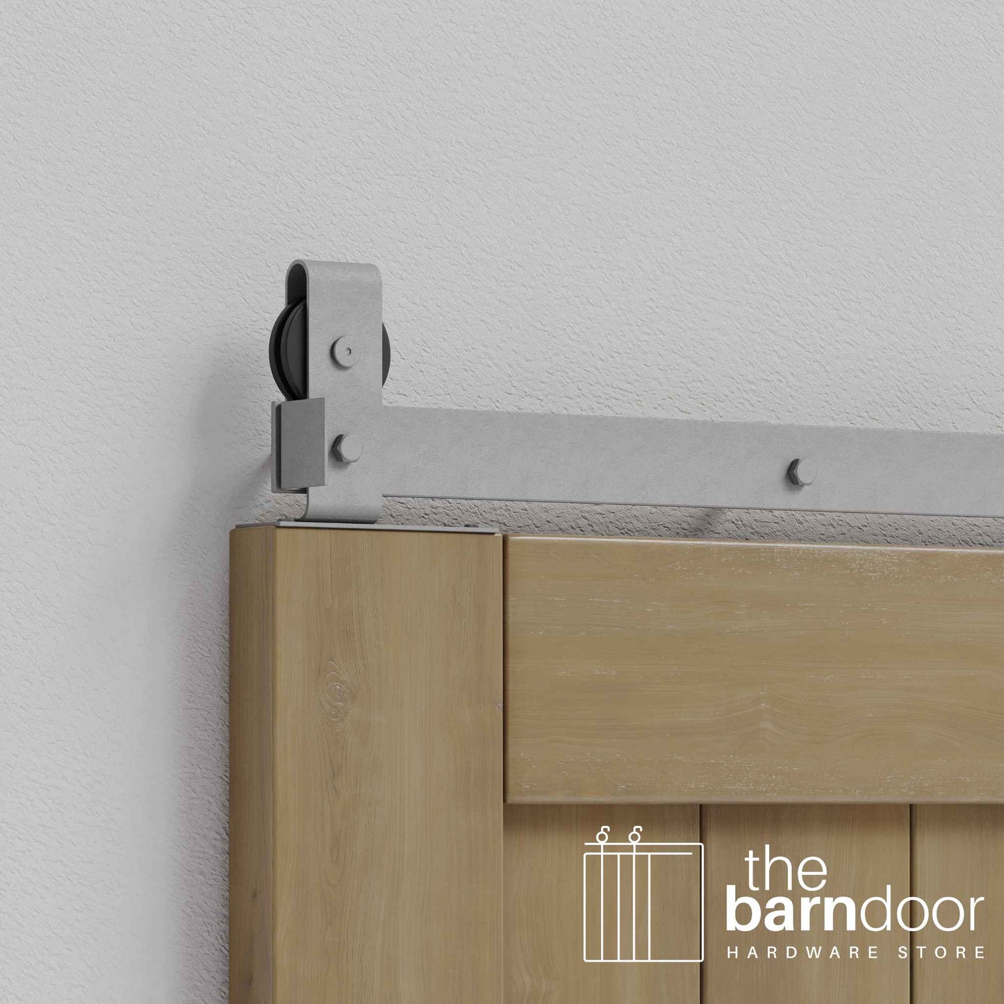 Silver Metallic J Top Mount Bifold Barn Door Hardware