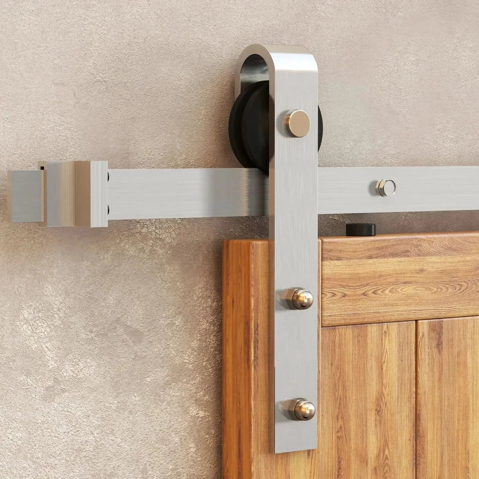 J-Strap Brushed Nickel Barn Door Hardware Kit