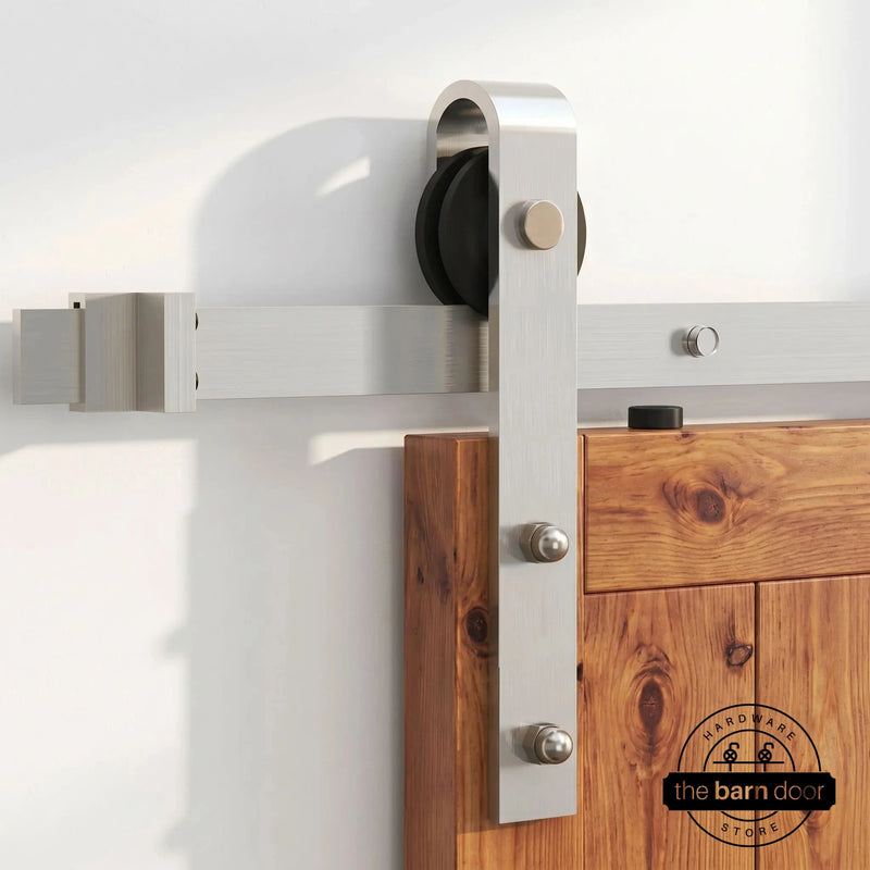 J-Strap Brushed Nickel Barn Door Hardware Kit