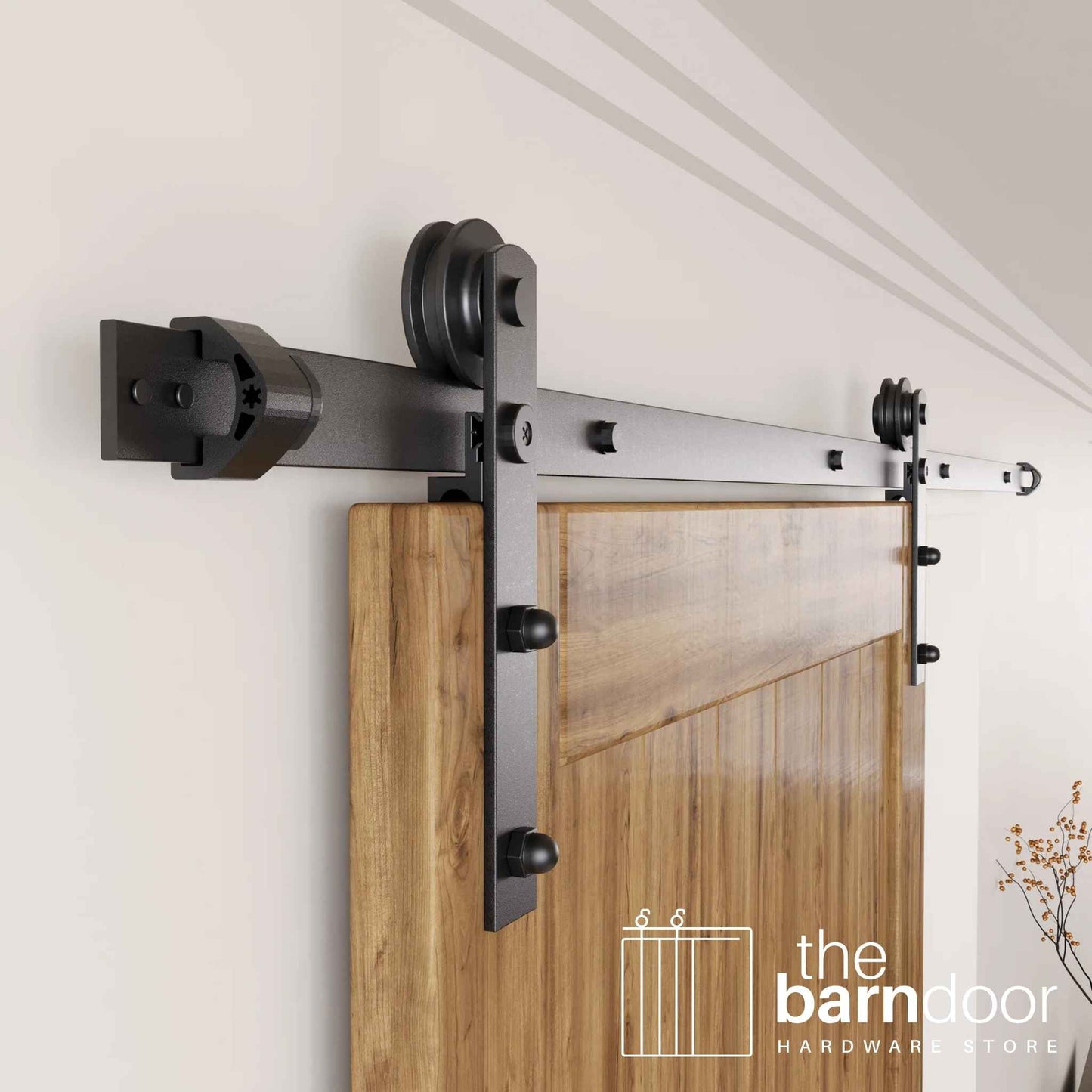 Black Straight Barn Door Hardware Kit