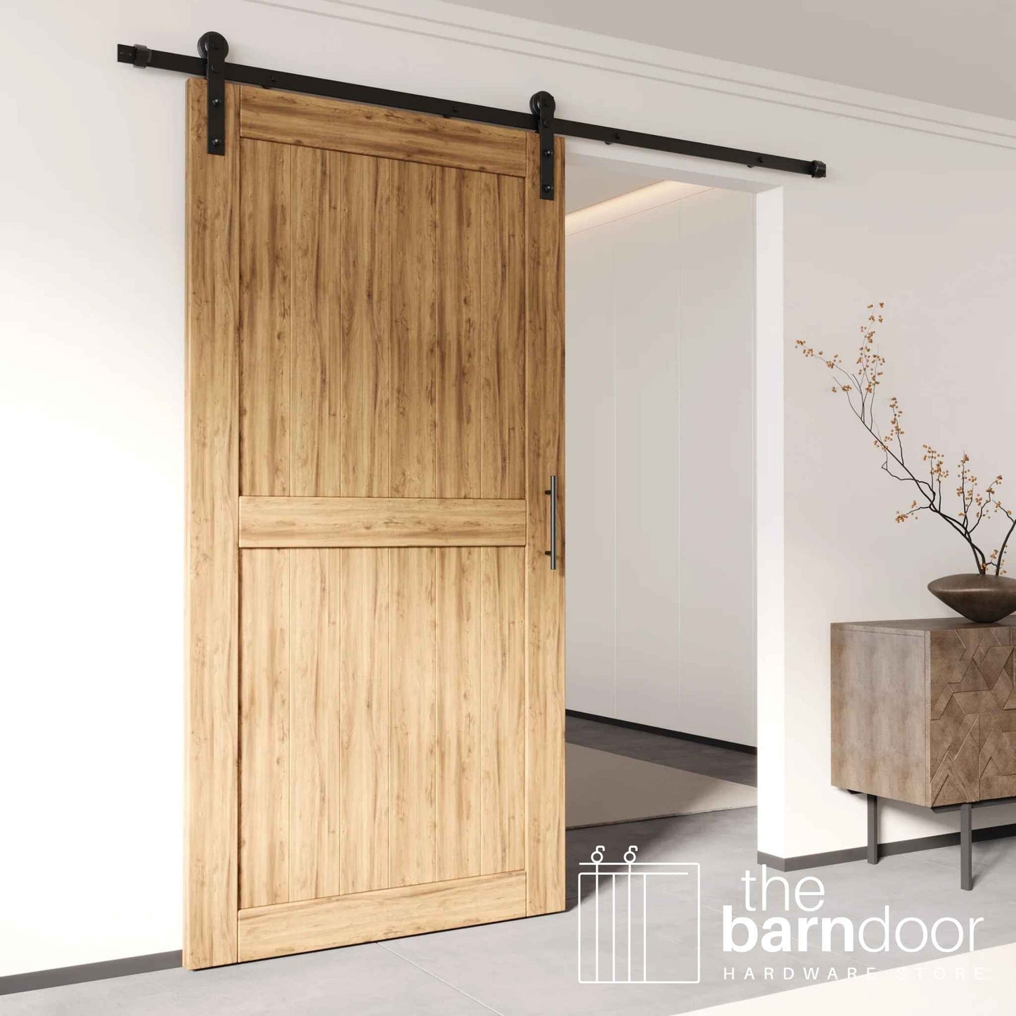 Black Straight Barn Door Hardware Kit