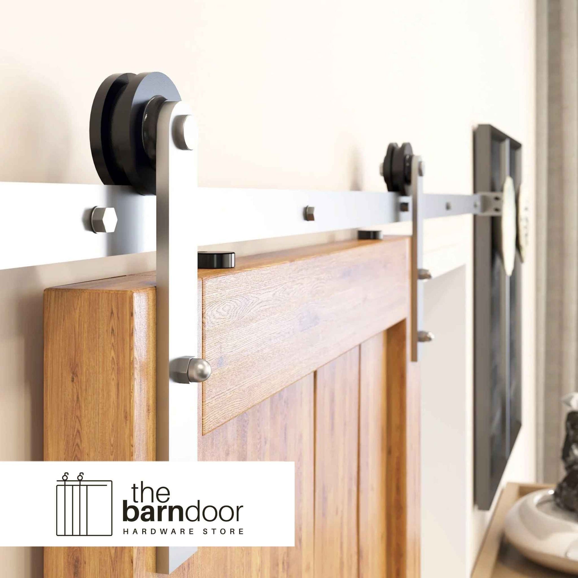 Straight Brushed Nickel Barn Door Hardware Kit