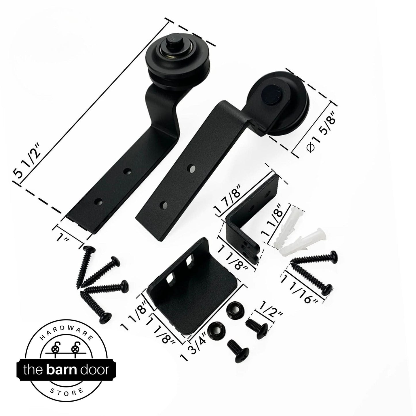 Black Straight Bypass Mini Cabinet Barn Door Rollers