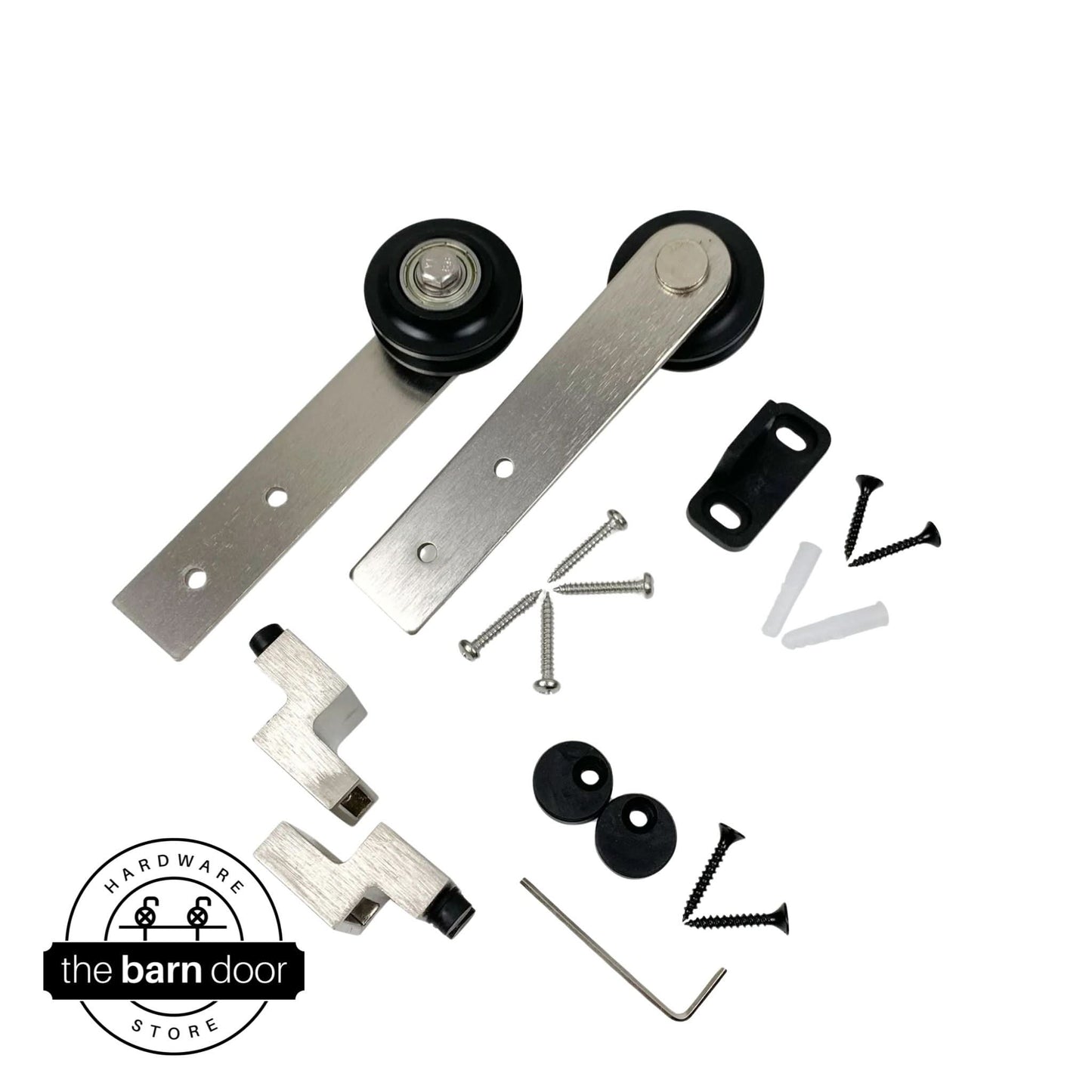 Brushed Nickel Straight Mini Cabinet Barn Door Rollers