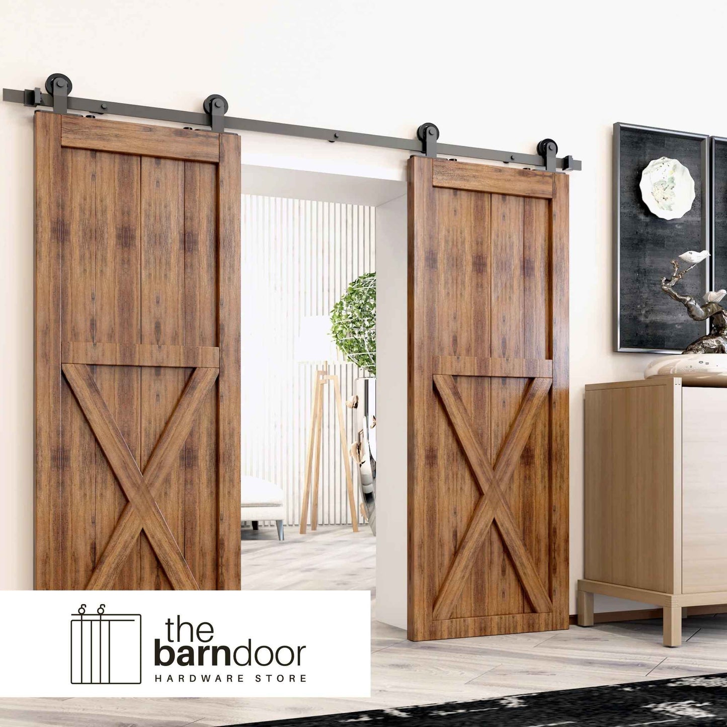 Black T-Shape Barn Door Hardware Kit