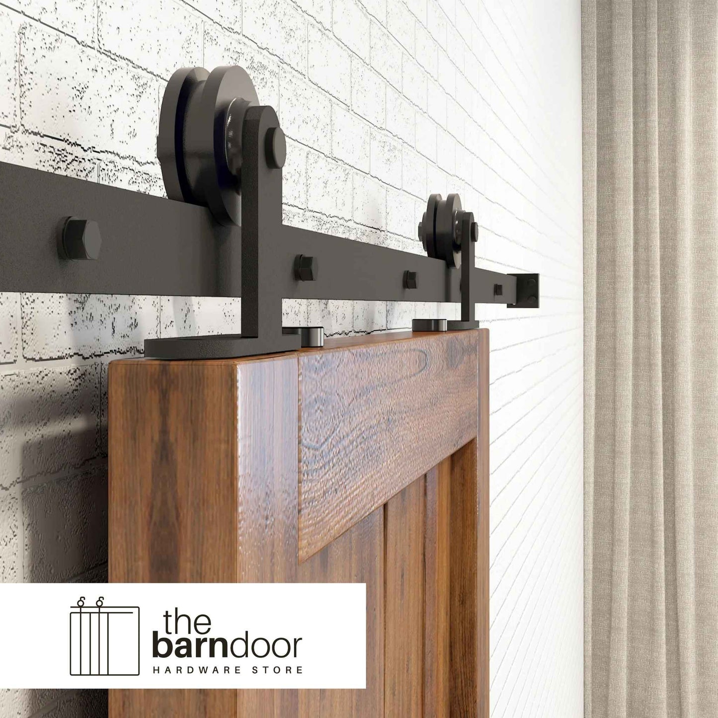 Black T-Shape Barn Door Hardware Kit