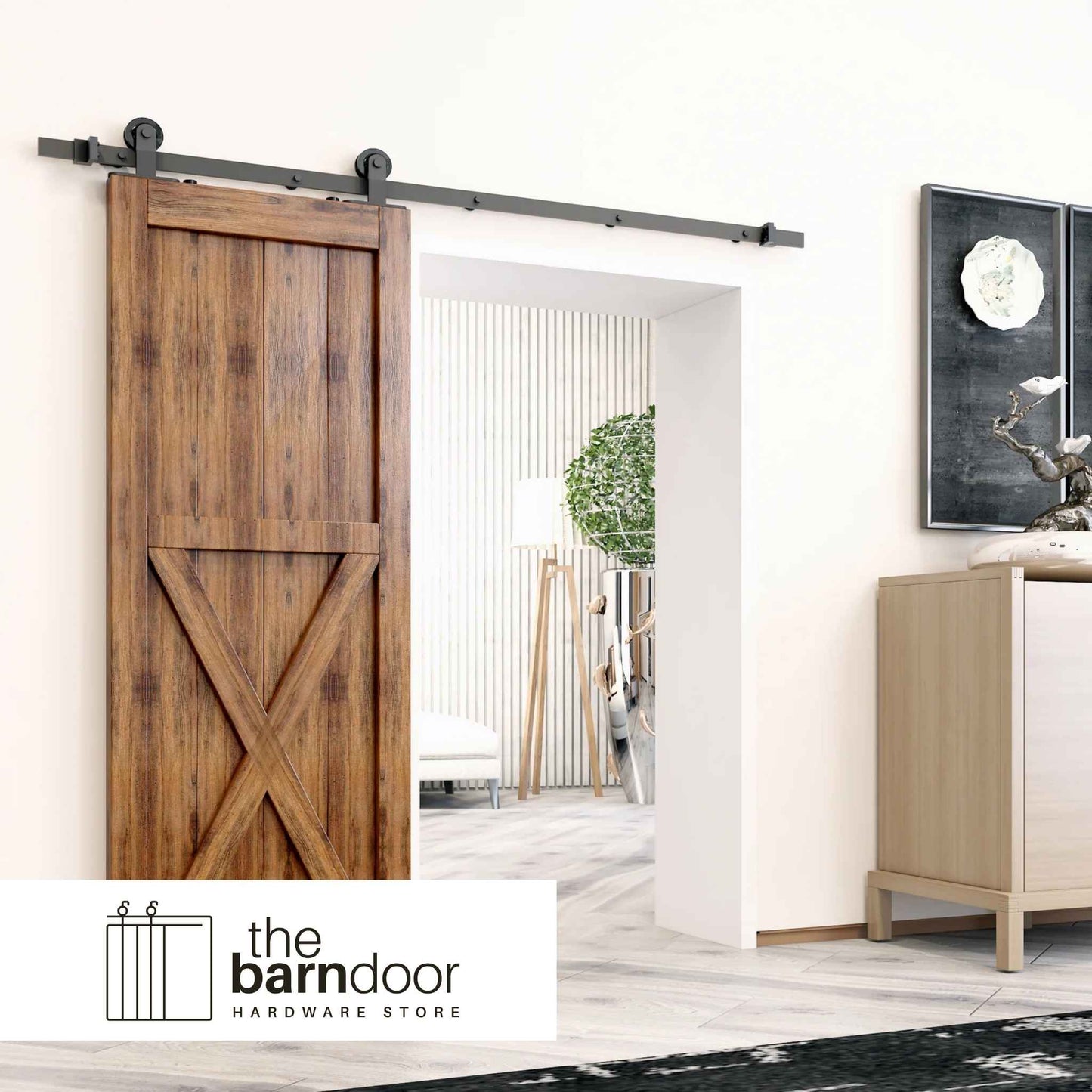Black T-Shape Barn Door Hardware Kit