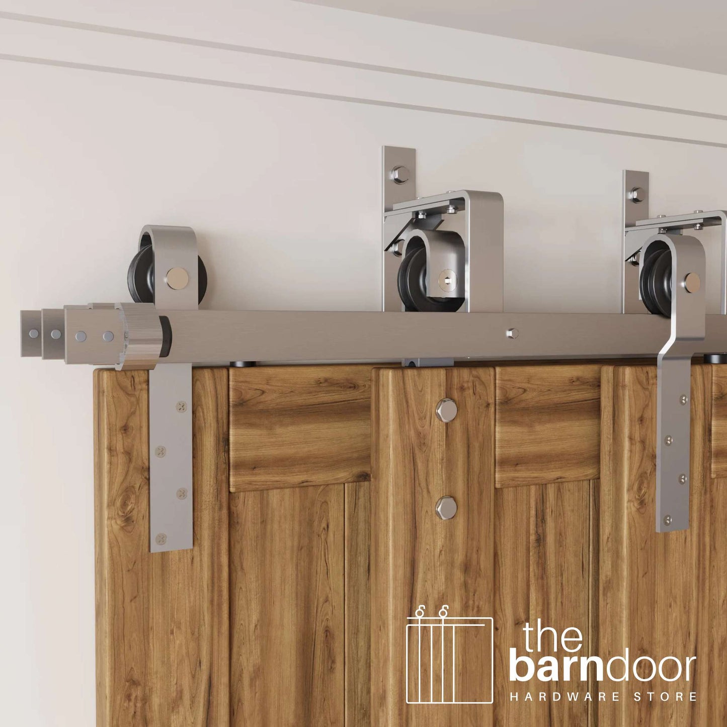 Triple Track Bypass Barn Door Hardware Brushed Nickel