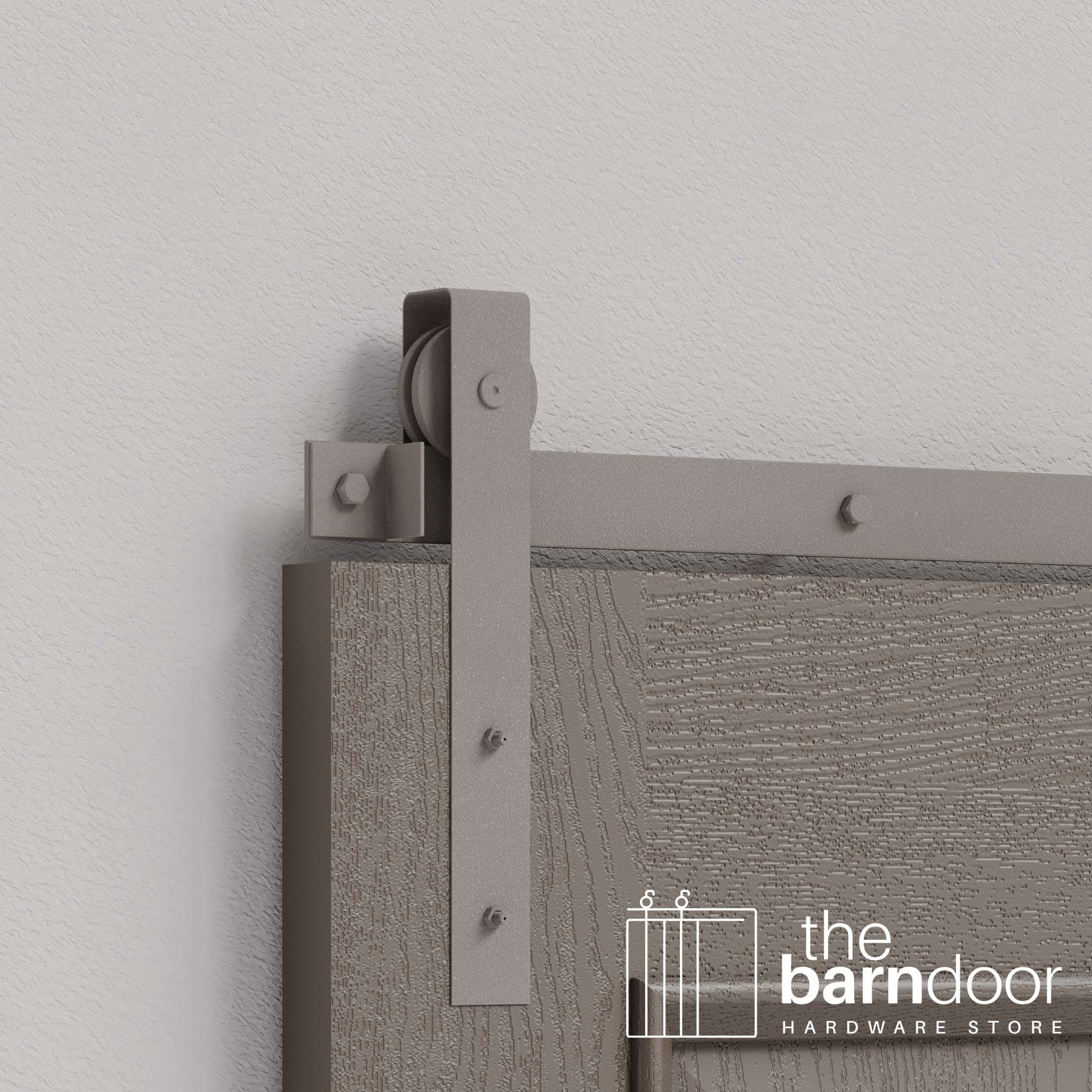 White Bronze Flat Top Strap Heavy Duty Single Track Barn Door Hardware