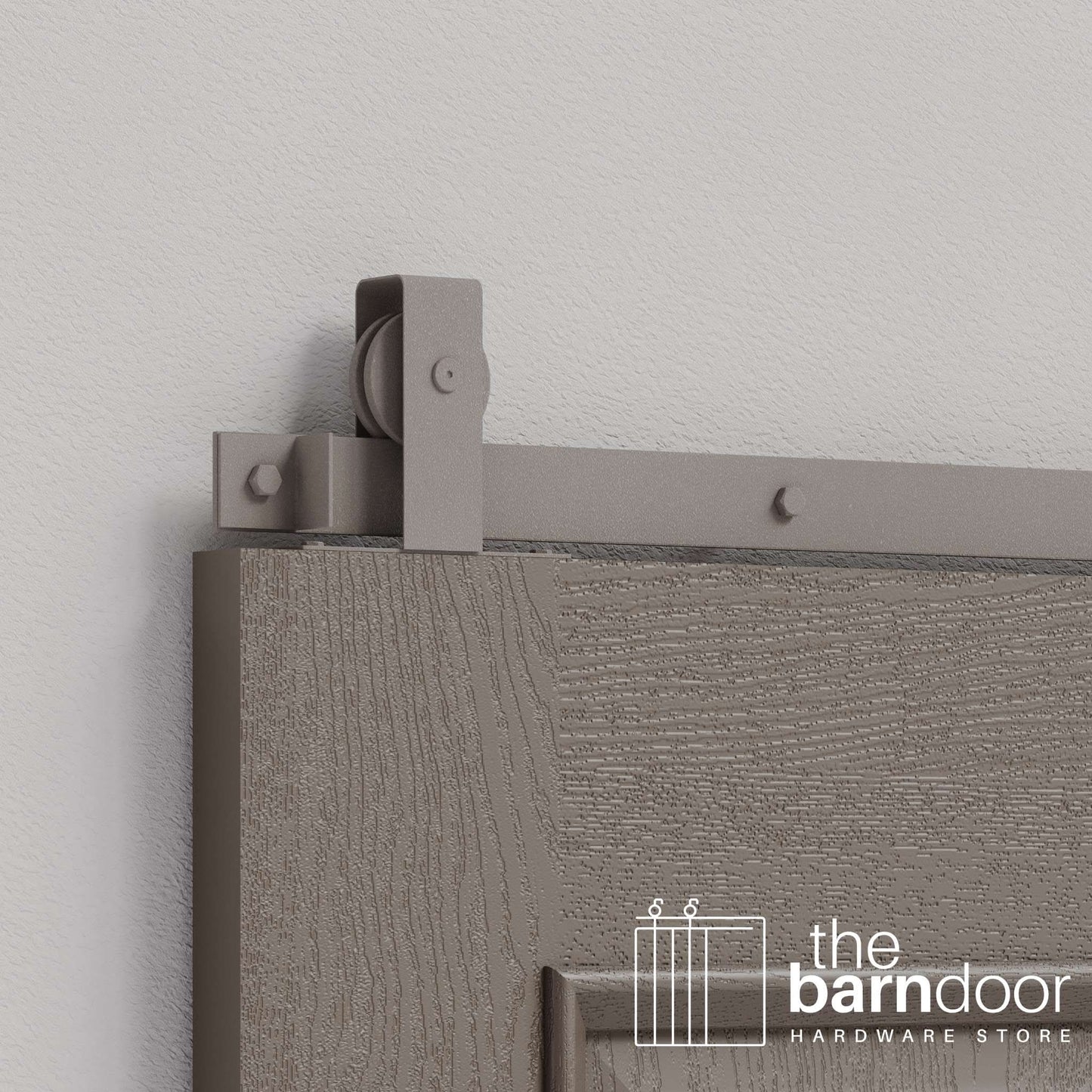 White Bronze Flat Top Top Mount Heavy Duty Single Track Barn Door Hardware
