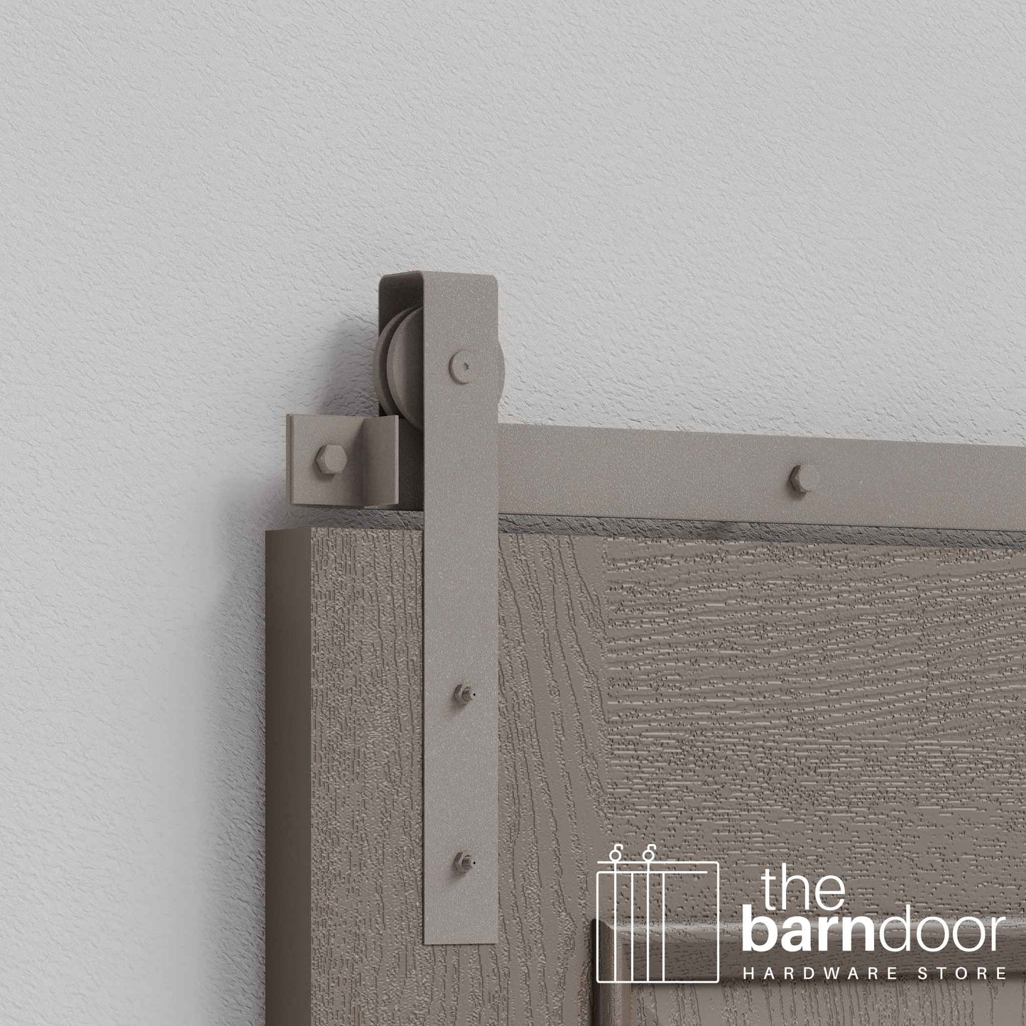 White Bronze J Strap Heavy Duty Single Track Barn Door Hardware