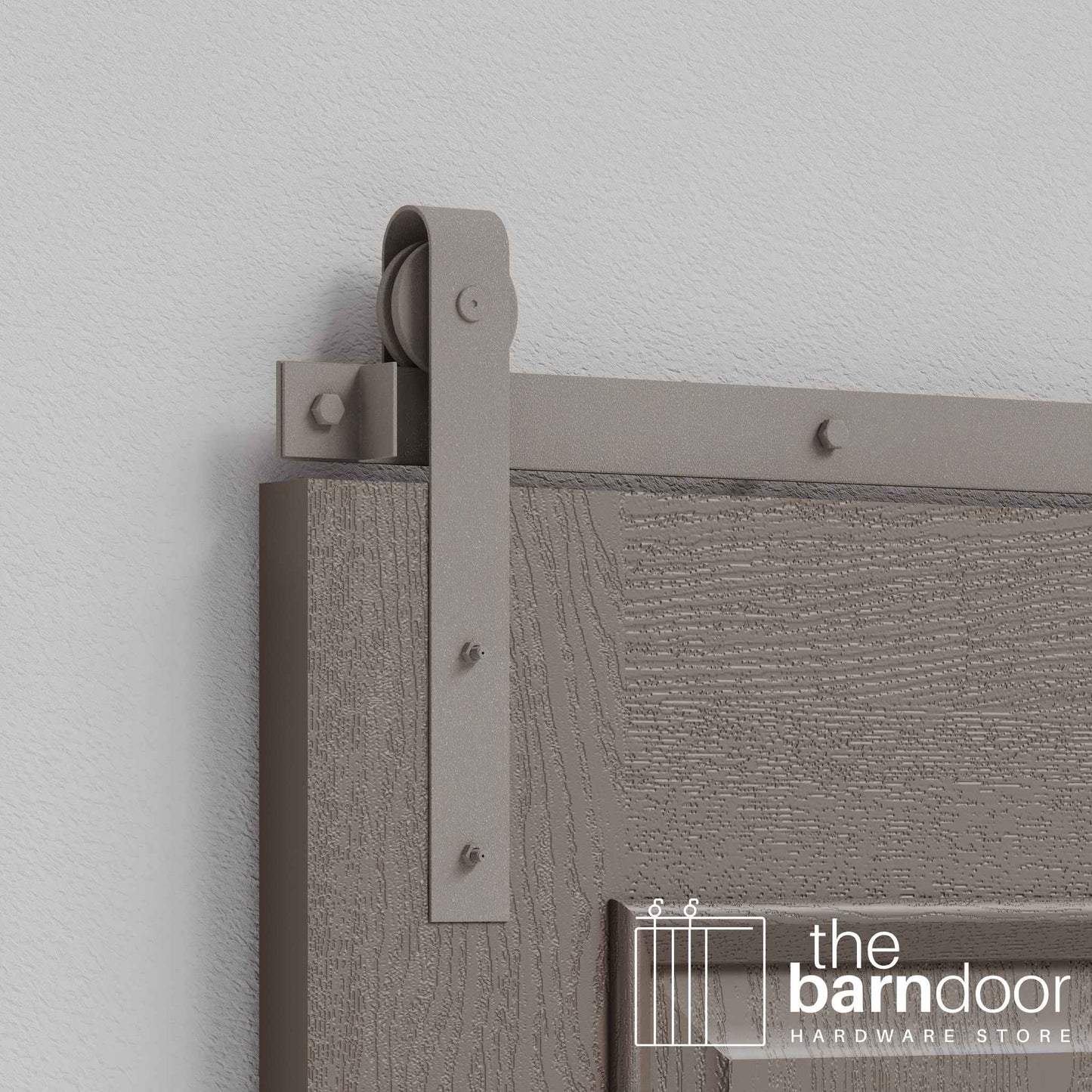 White Bronze J Strap Heavy Duty Single Track Barn Door Hardware