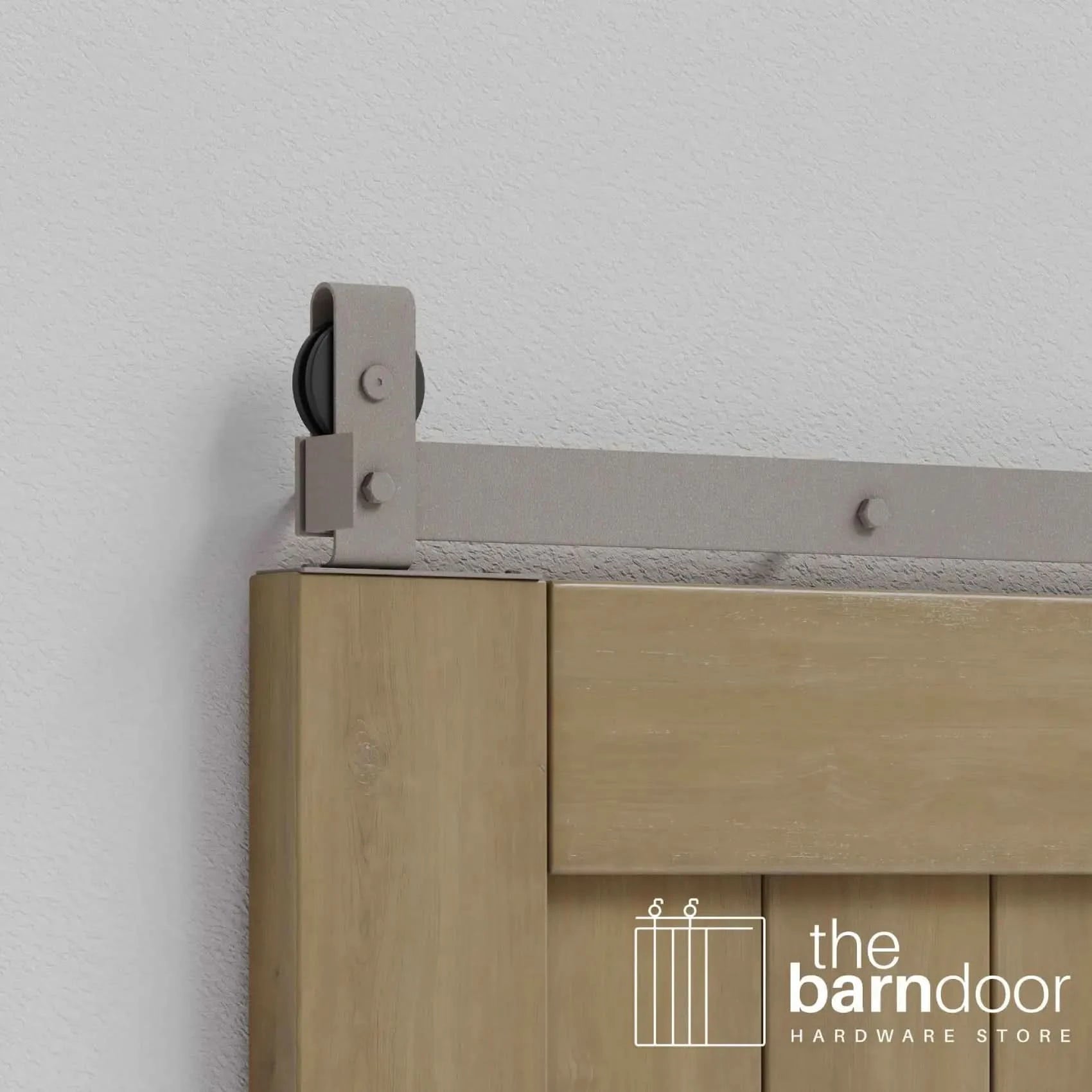 White Bronze J Top Mount Bifold Barn Door Hardware