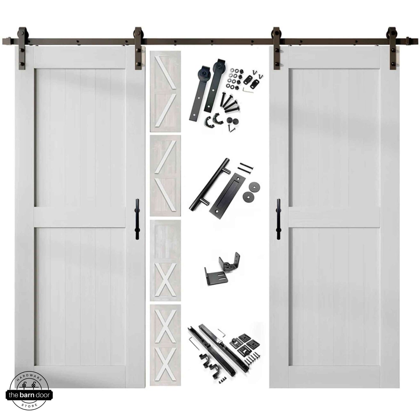 White Classic Double Barn Door Kit