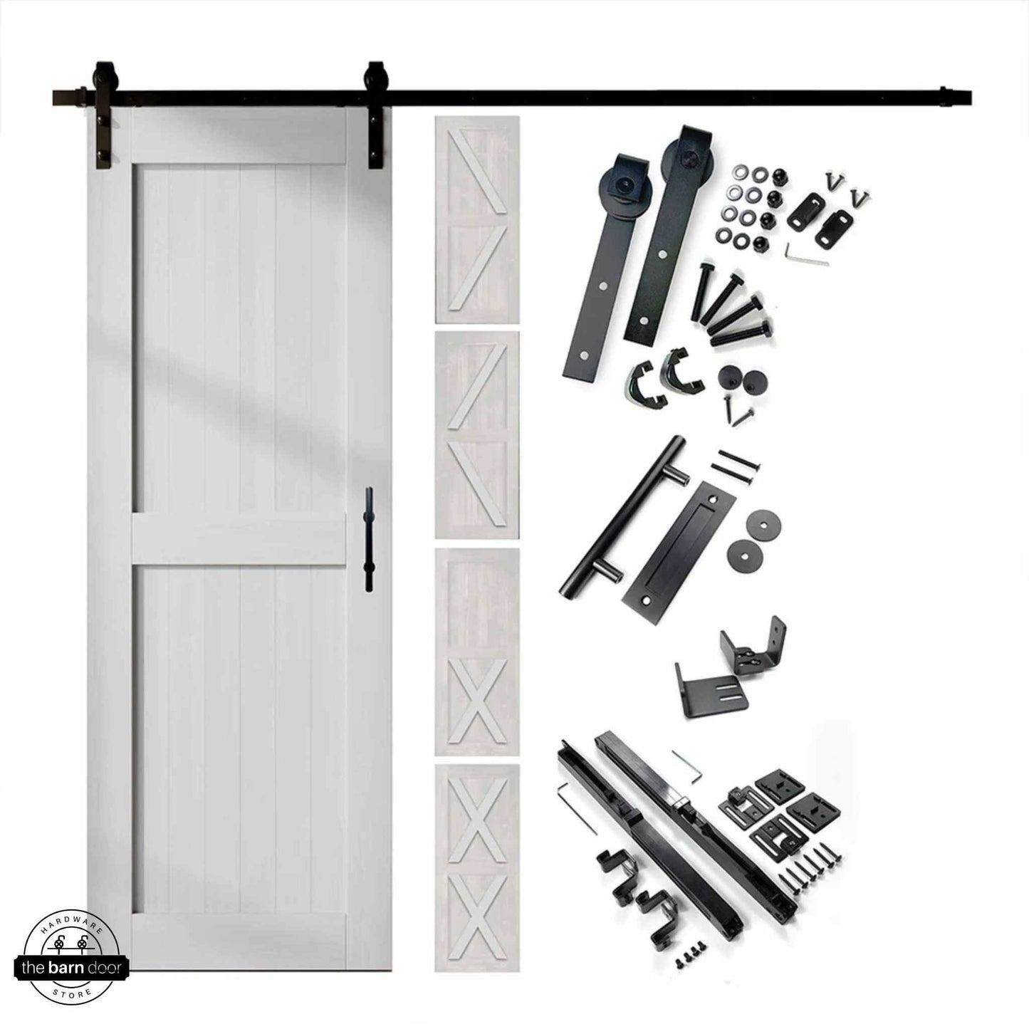 White Barn Door with Classic Single Track Barn Door Kit