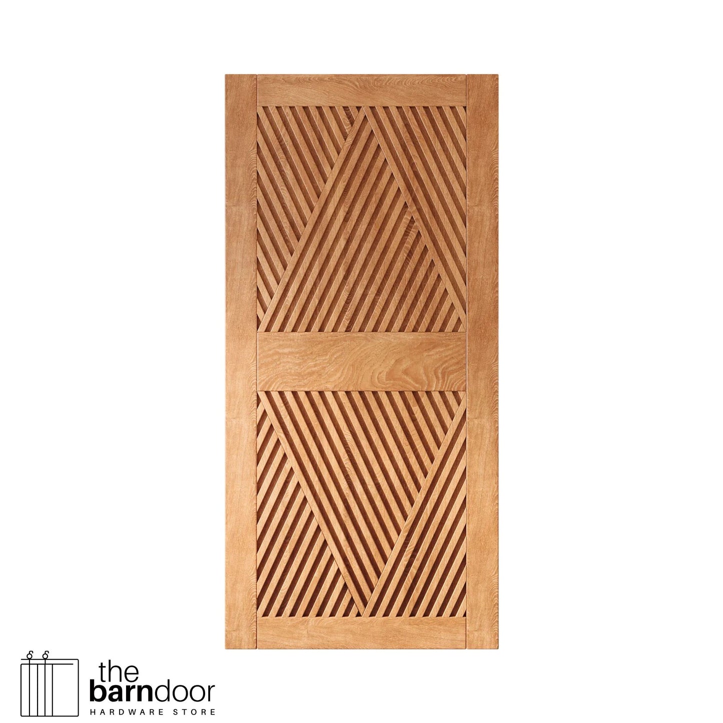 Close-up studio shot of a single Early American barn door panel featuring a striking slatted diamond geometric pattern.