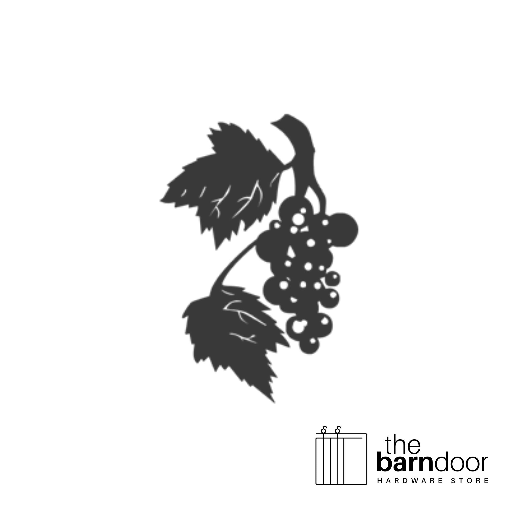 Grape vine barn door accent trim in black— Goldberg Brothers Kitchen & Wine collection