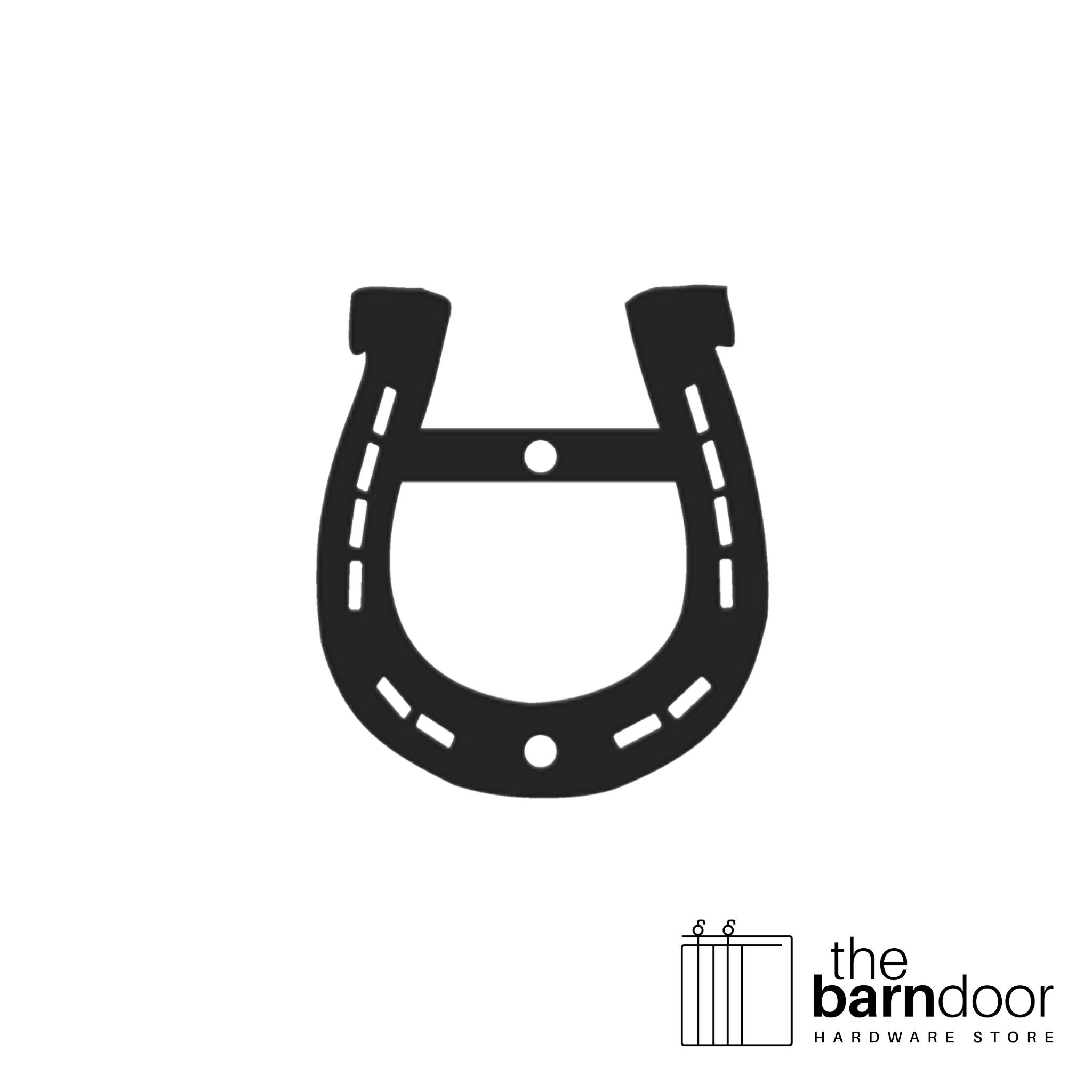 Horseshoe barn door accent trim in black— Goldberg Brothers Western & Ranch collection