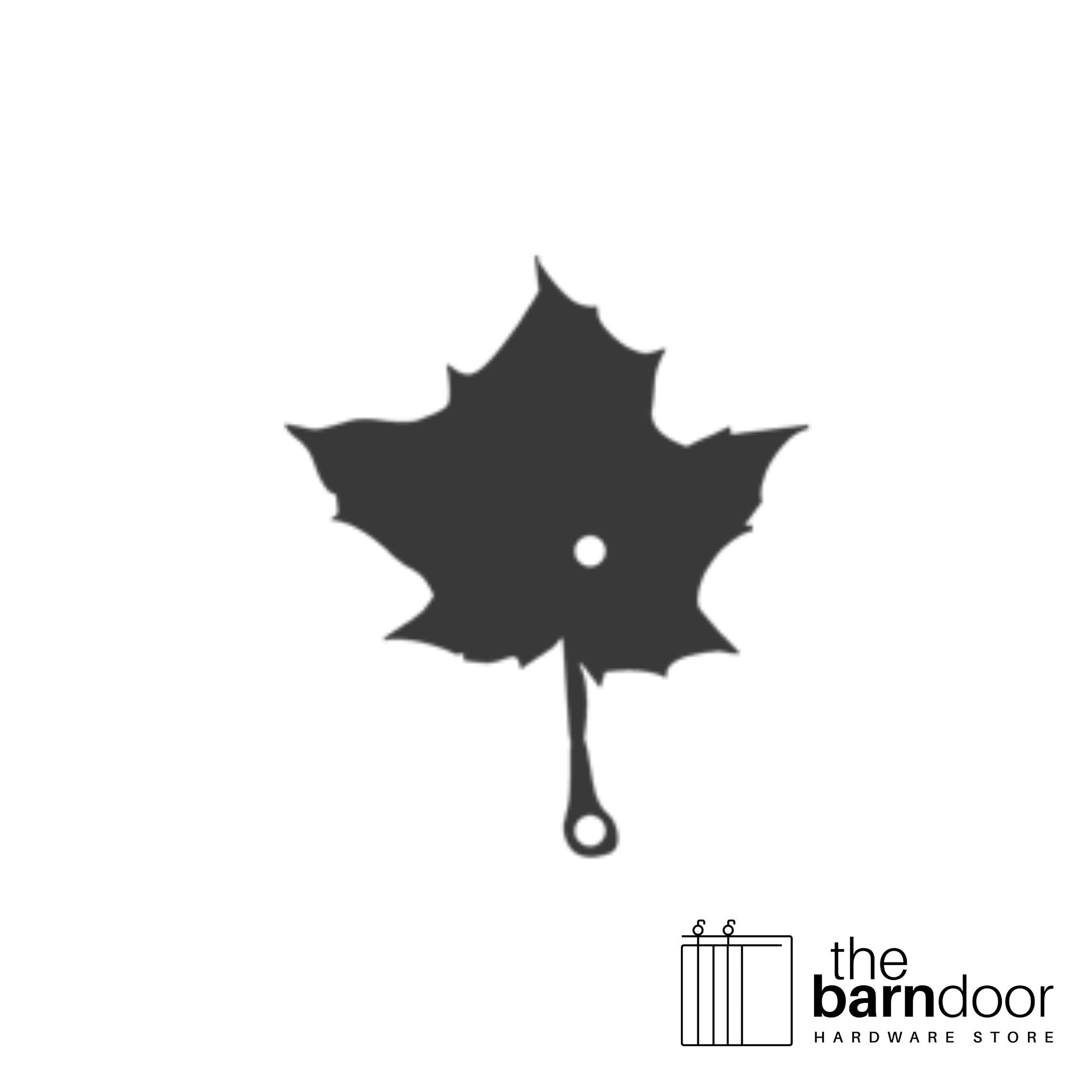 Maple leaf barn door accent trim in black— Goldberg Brothers Botanicals & Seasons collection
