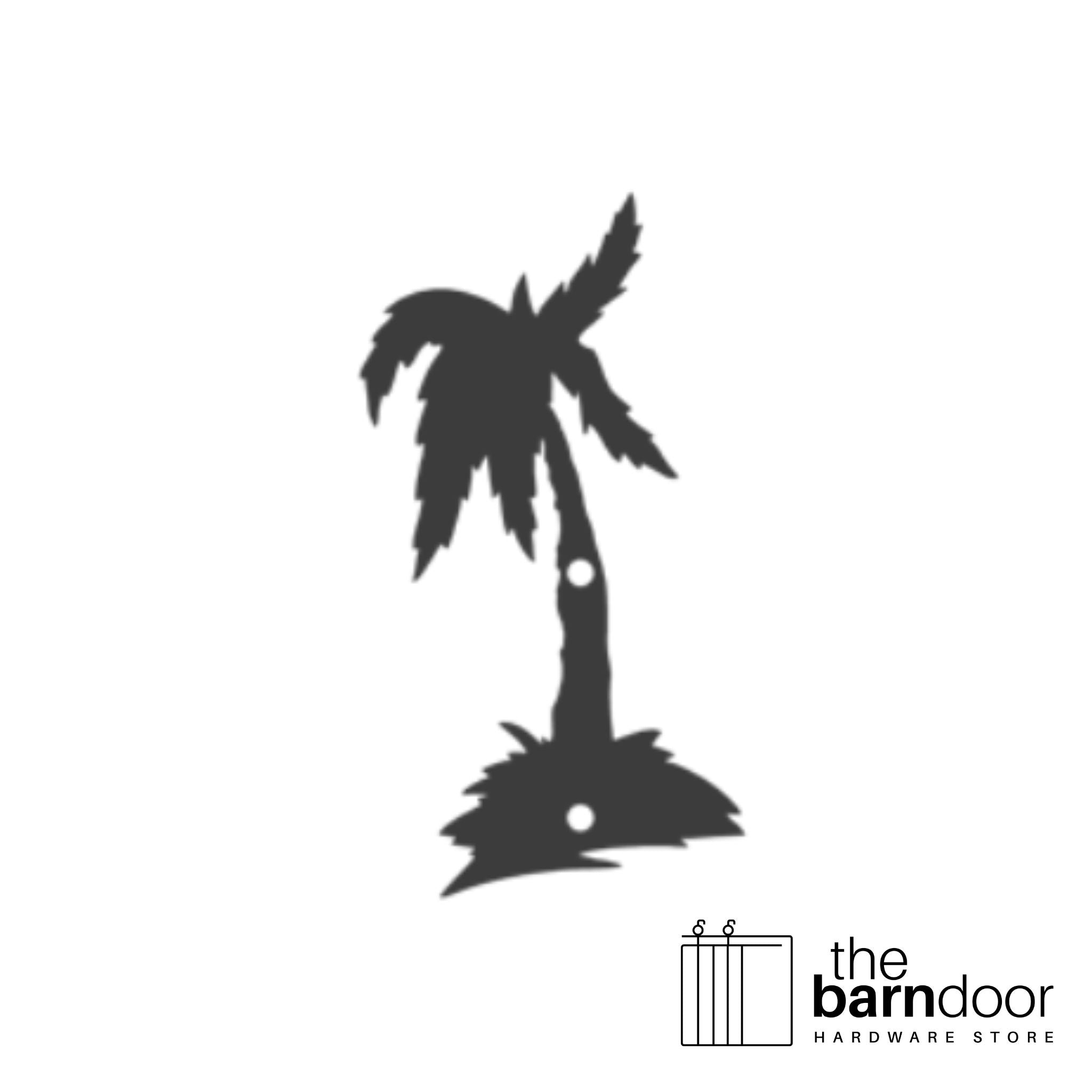 Palm tree barn door accent trim in black— Goldberg Brothers Coastal & Tropical collection