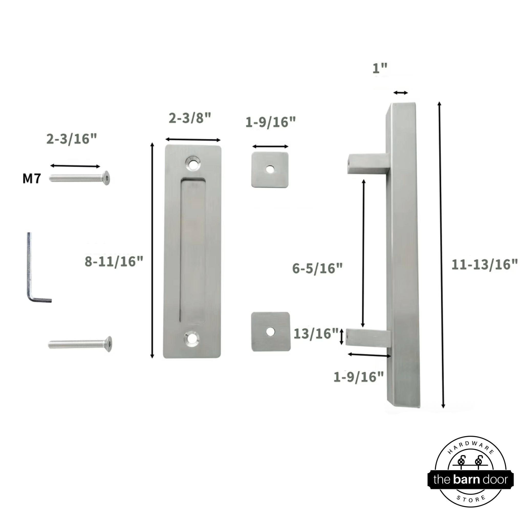 Stainless steel square pull handle set with dimensions