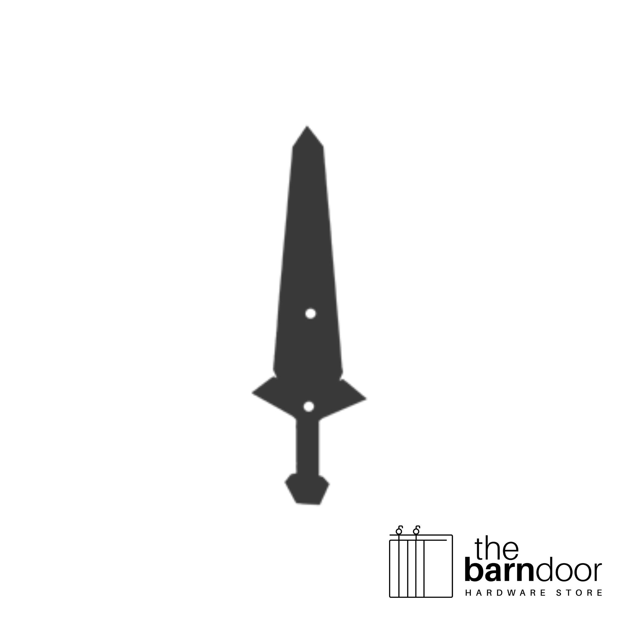 Sword barn door accent trim in black— Goldberg Brothers Entertainment collection