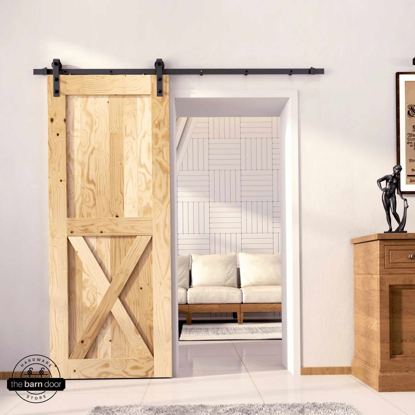 Unfinished Classic Single Track Barn Door Kit