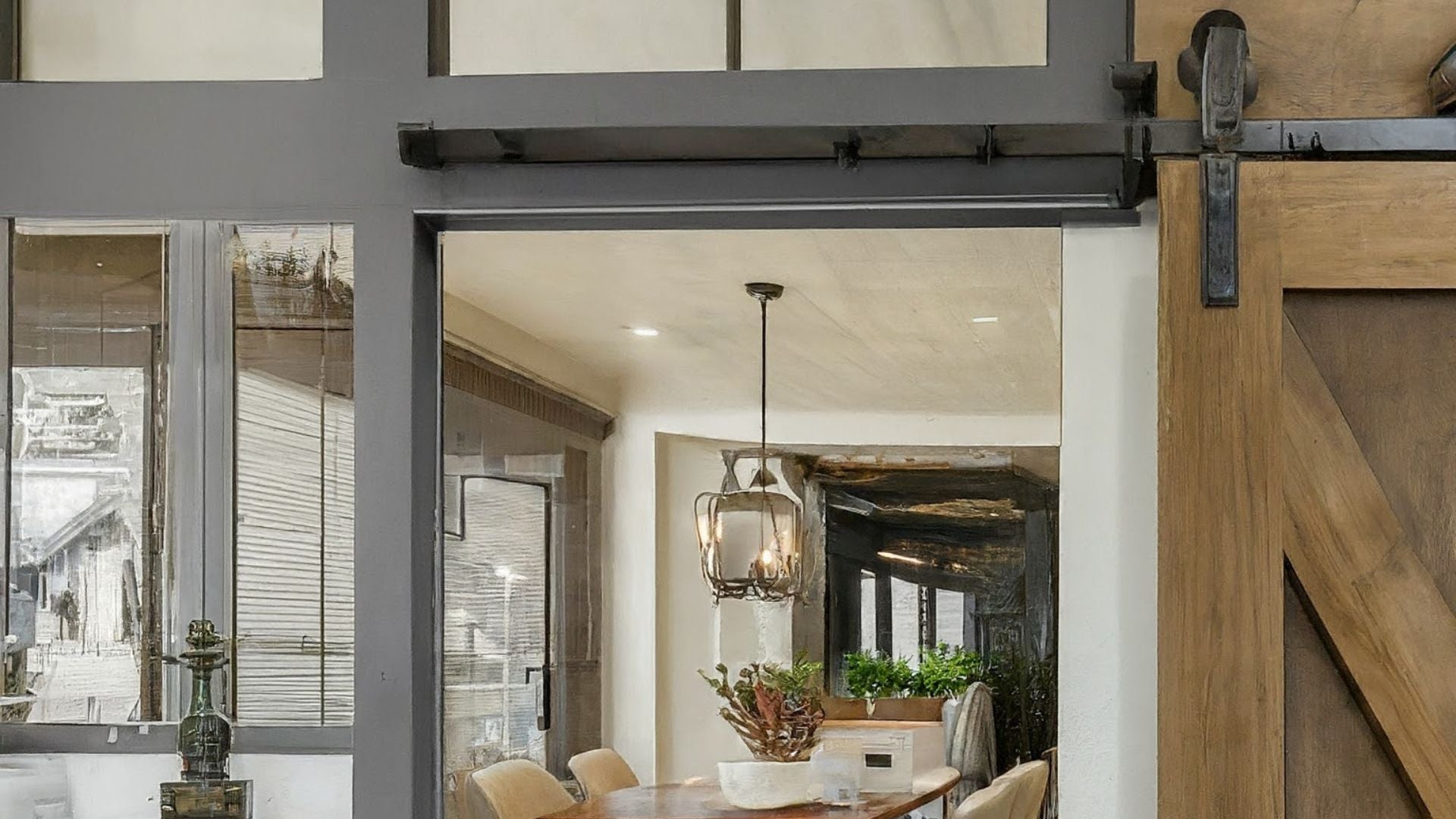 Barn Door Hardware Kit in Kitchen