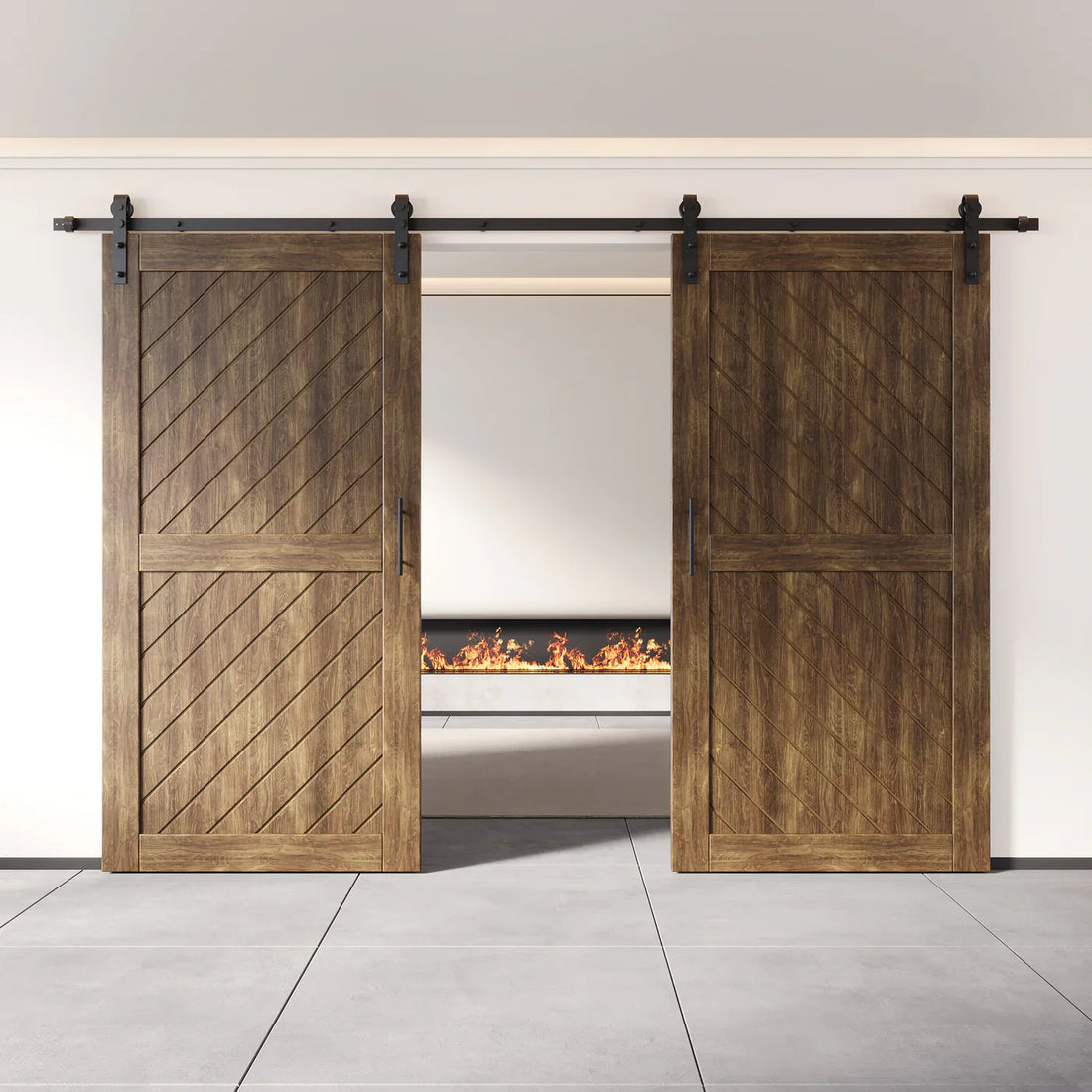 Dark Walnut Double Door Barn Door Kit